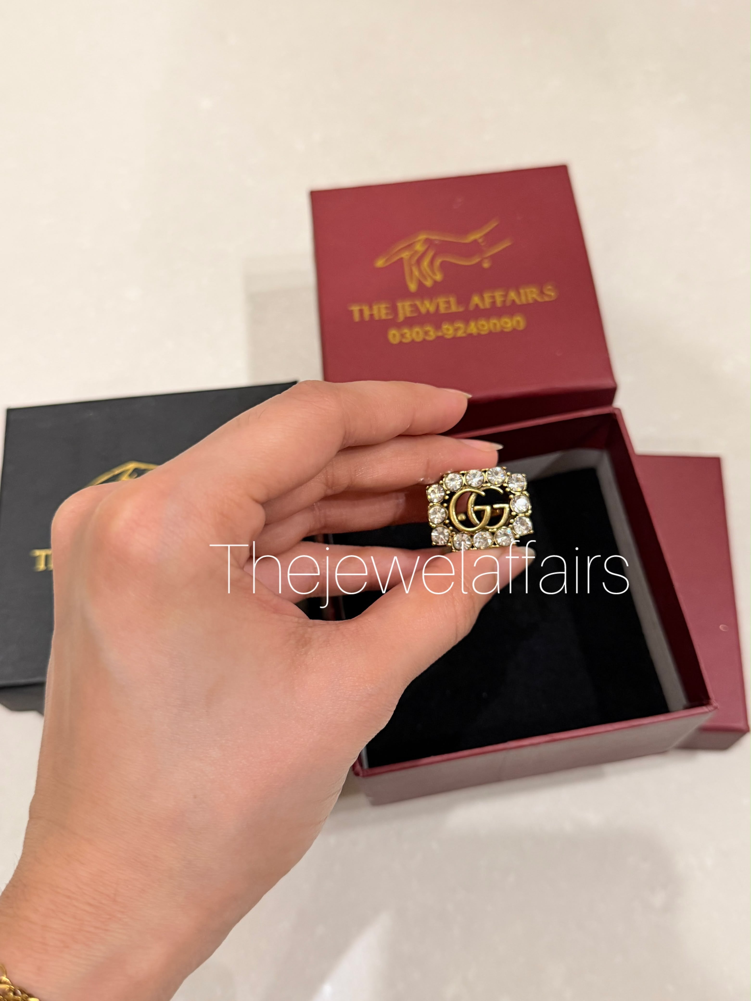Gu(ci Double G Crystal Statement Ring