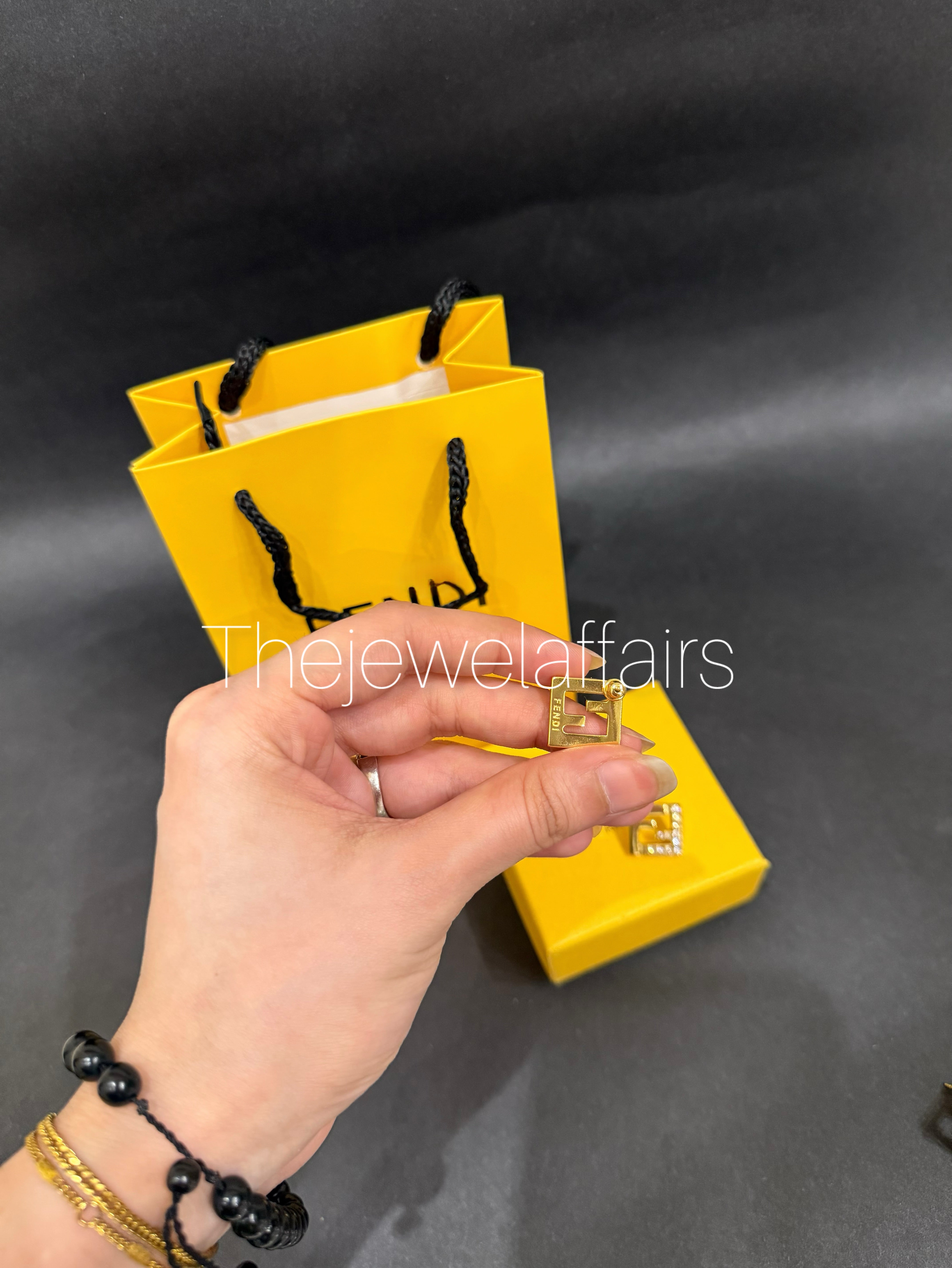 F£ndi Forever Square FF Logo Crystal Earrings ( WITHOHT BRAND PACKAGING )