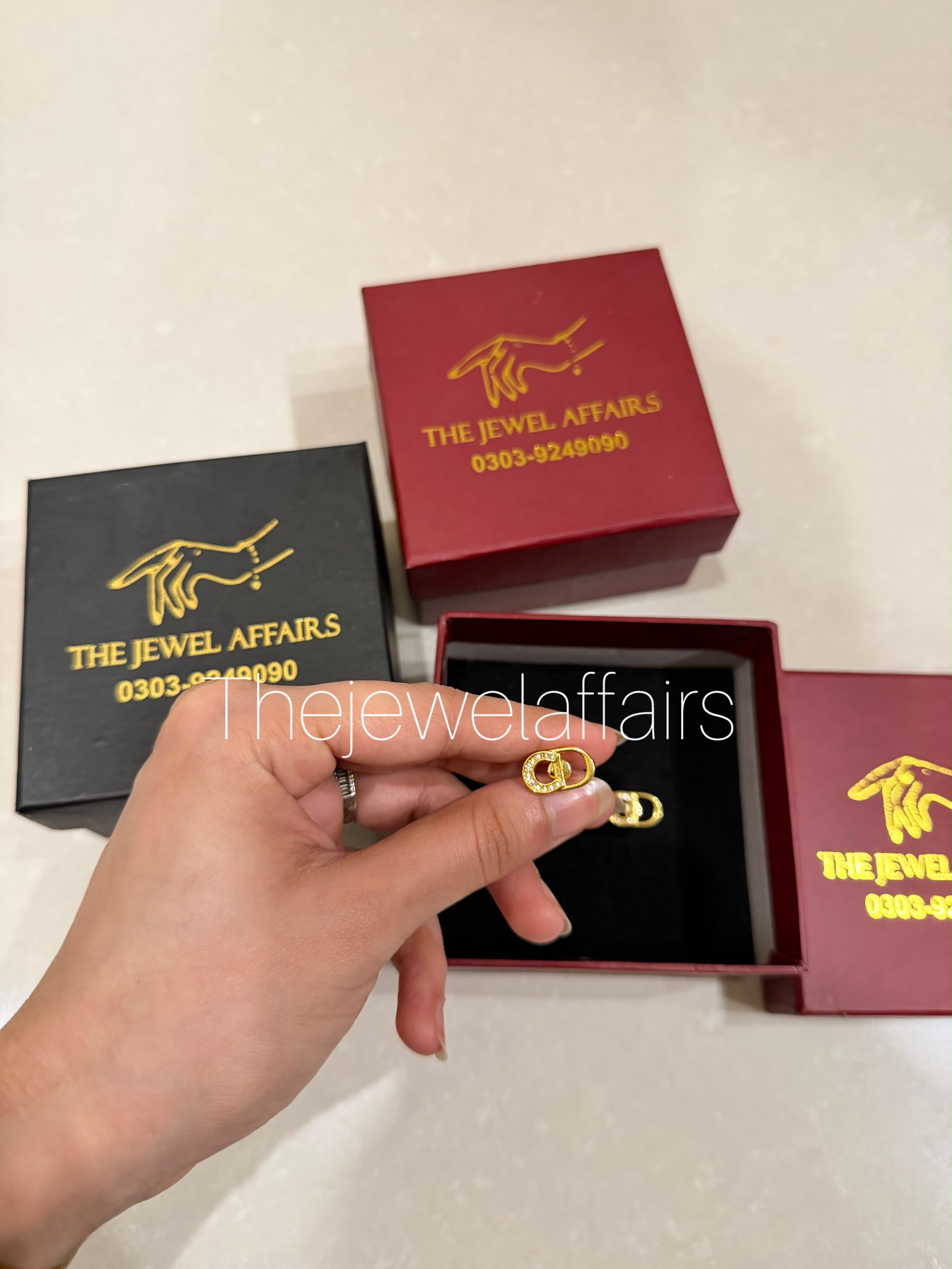 Gold-Tone CD Logo Crsytal Stud Earrings