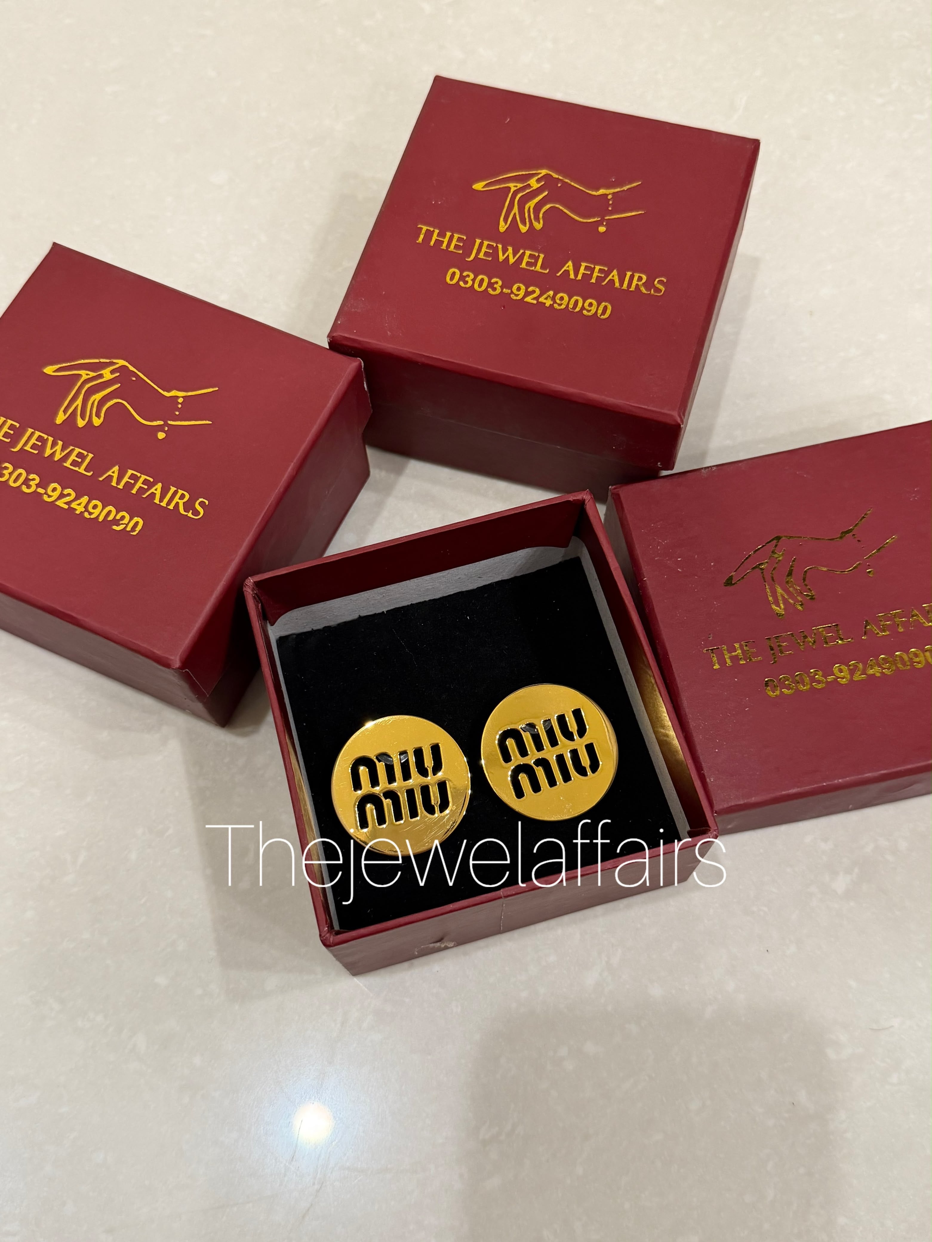 Miumiu Logo Stud Earrings - Gold