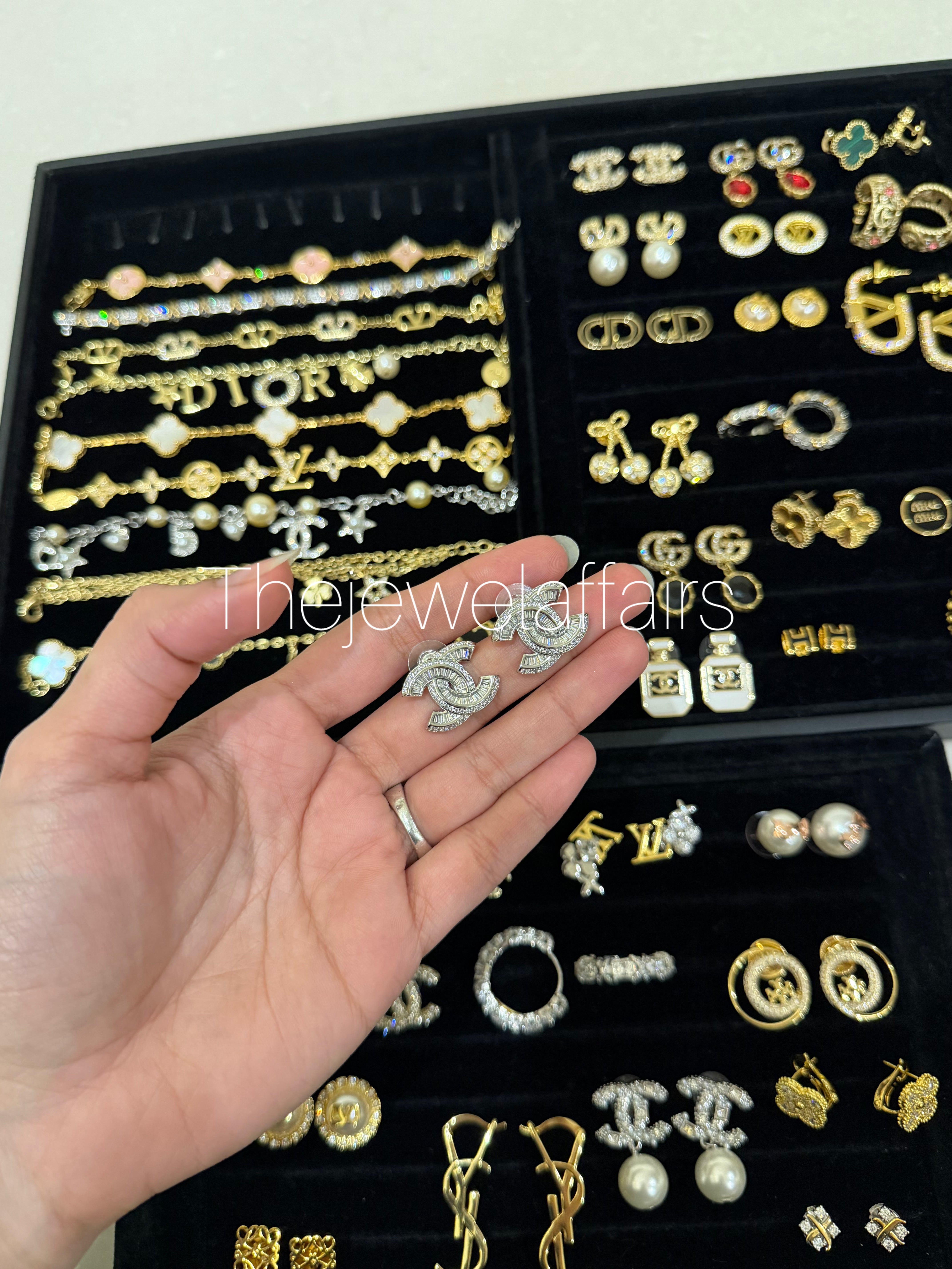 Ch@nel Silver Crystal Studs