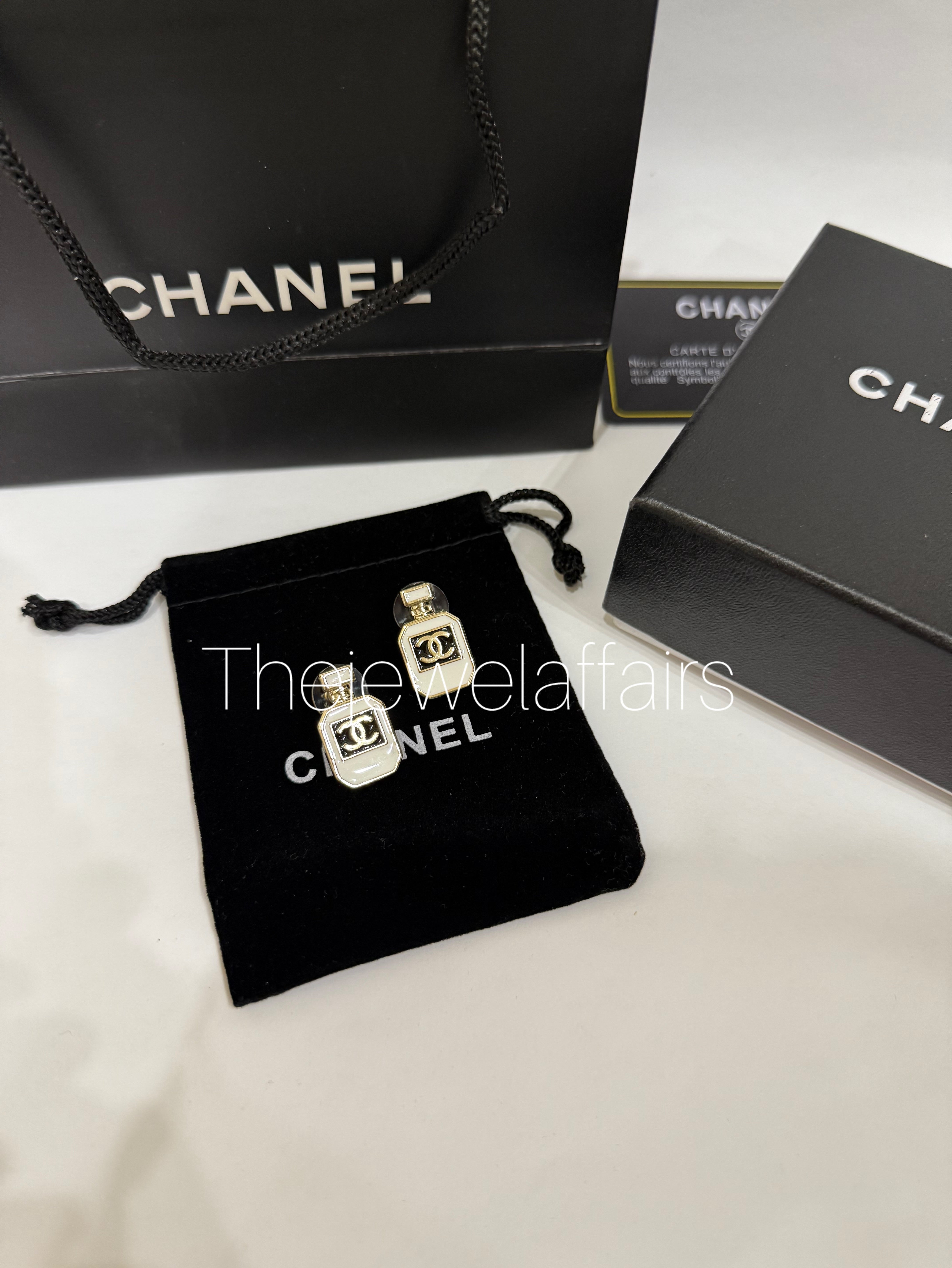 Ch@nel Inspired Perfume Bottle Stud Earrings – Master Copy