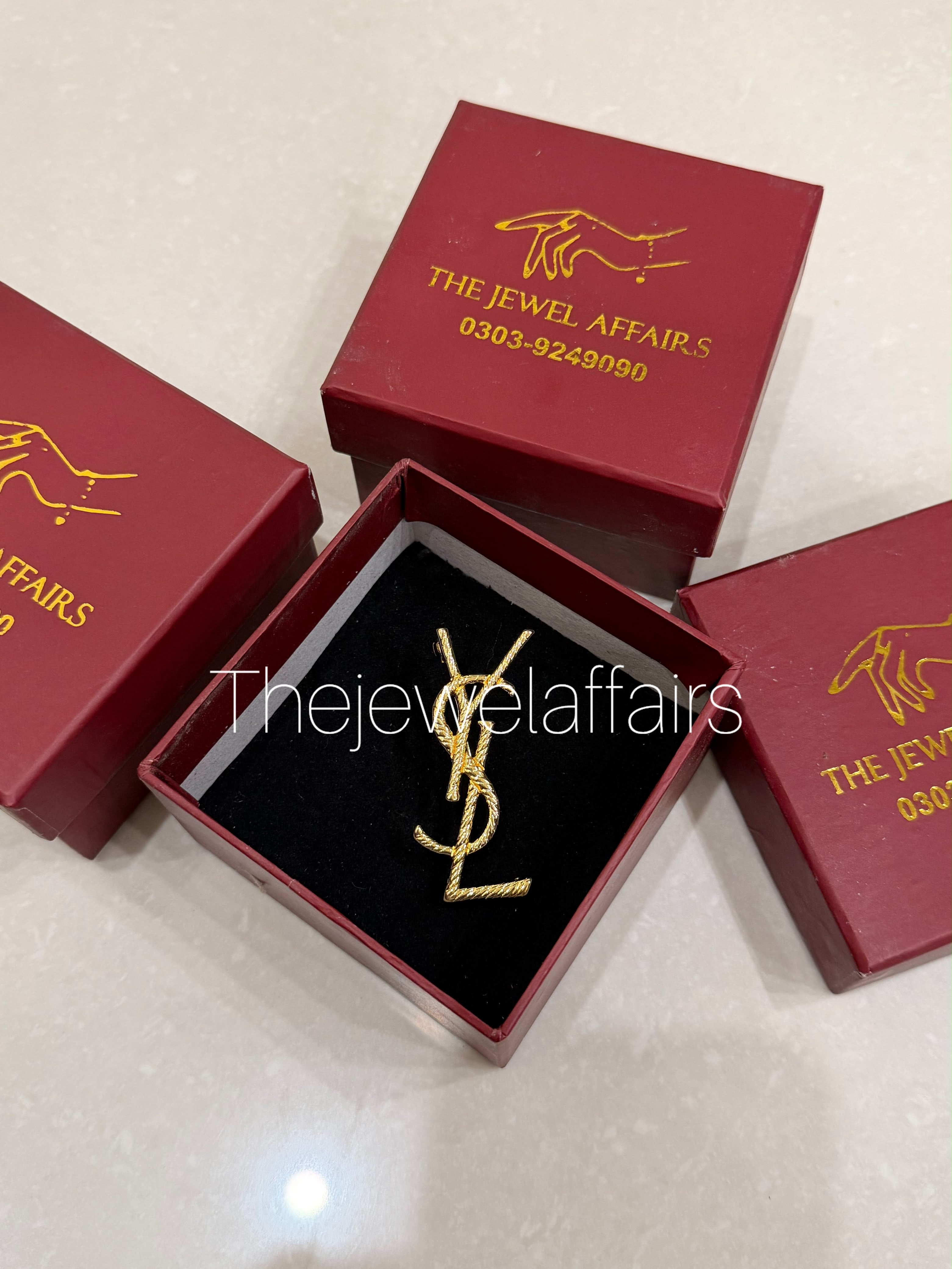 YSL Logo Saint Laurent Brooch Brass(Gold)