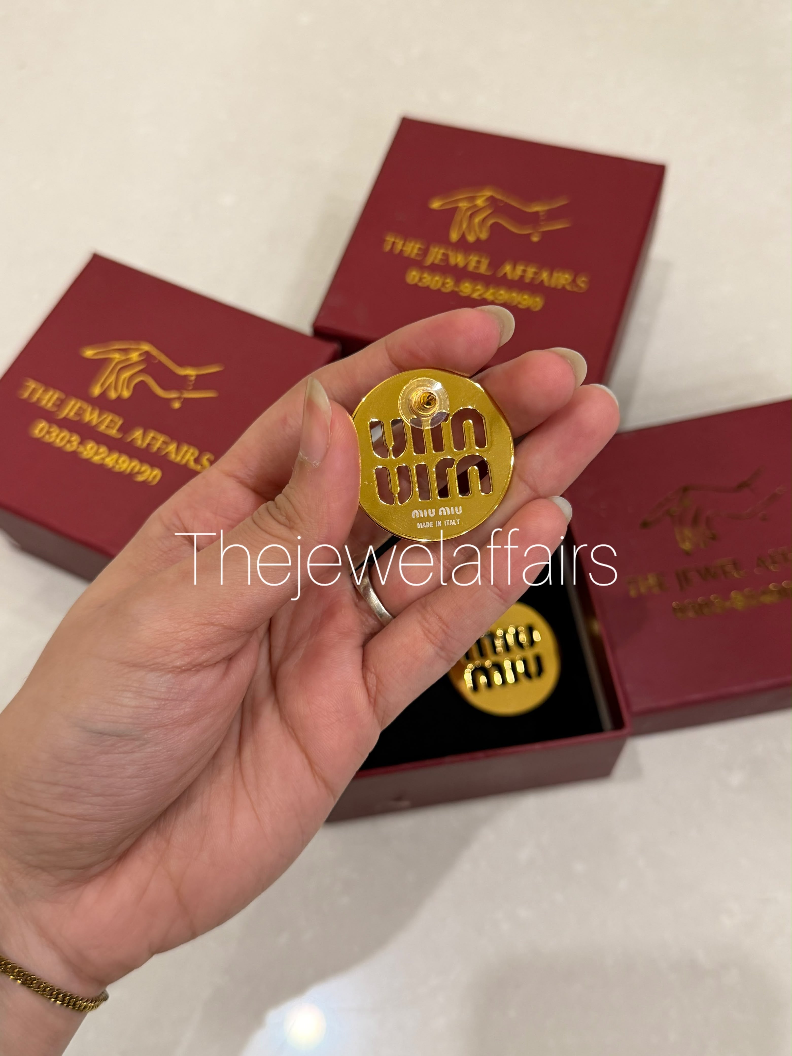 Miumiu Logo Stud Earrings - Gold
