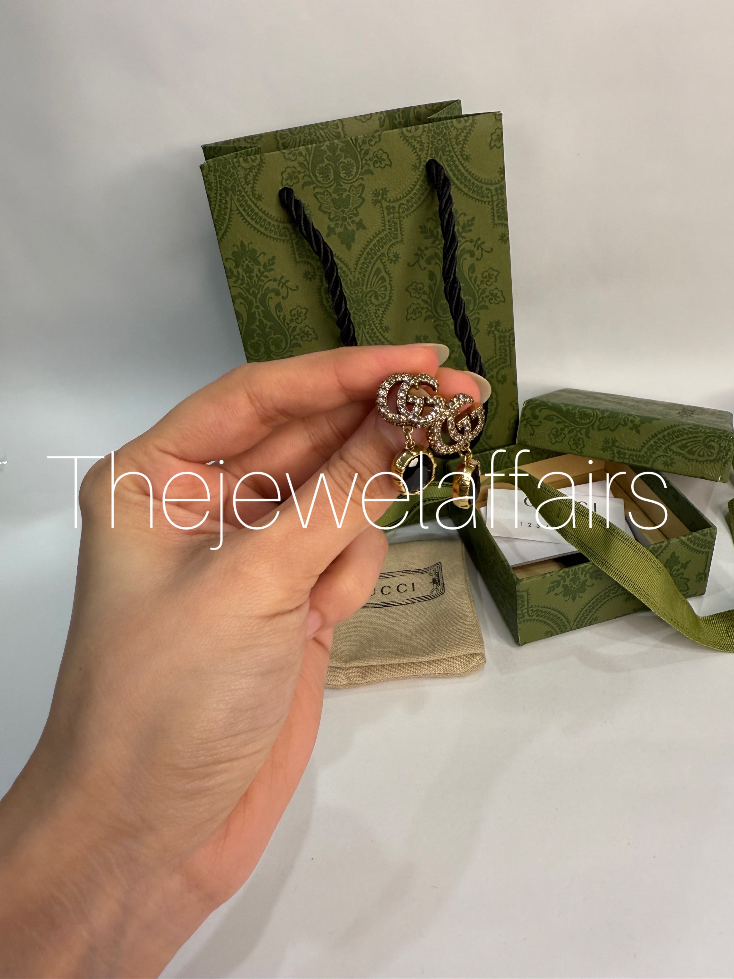 1.Gu(ci  Drop Earrings – Clear Stone