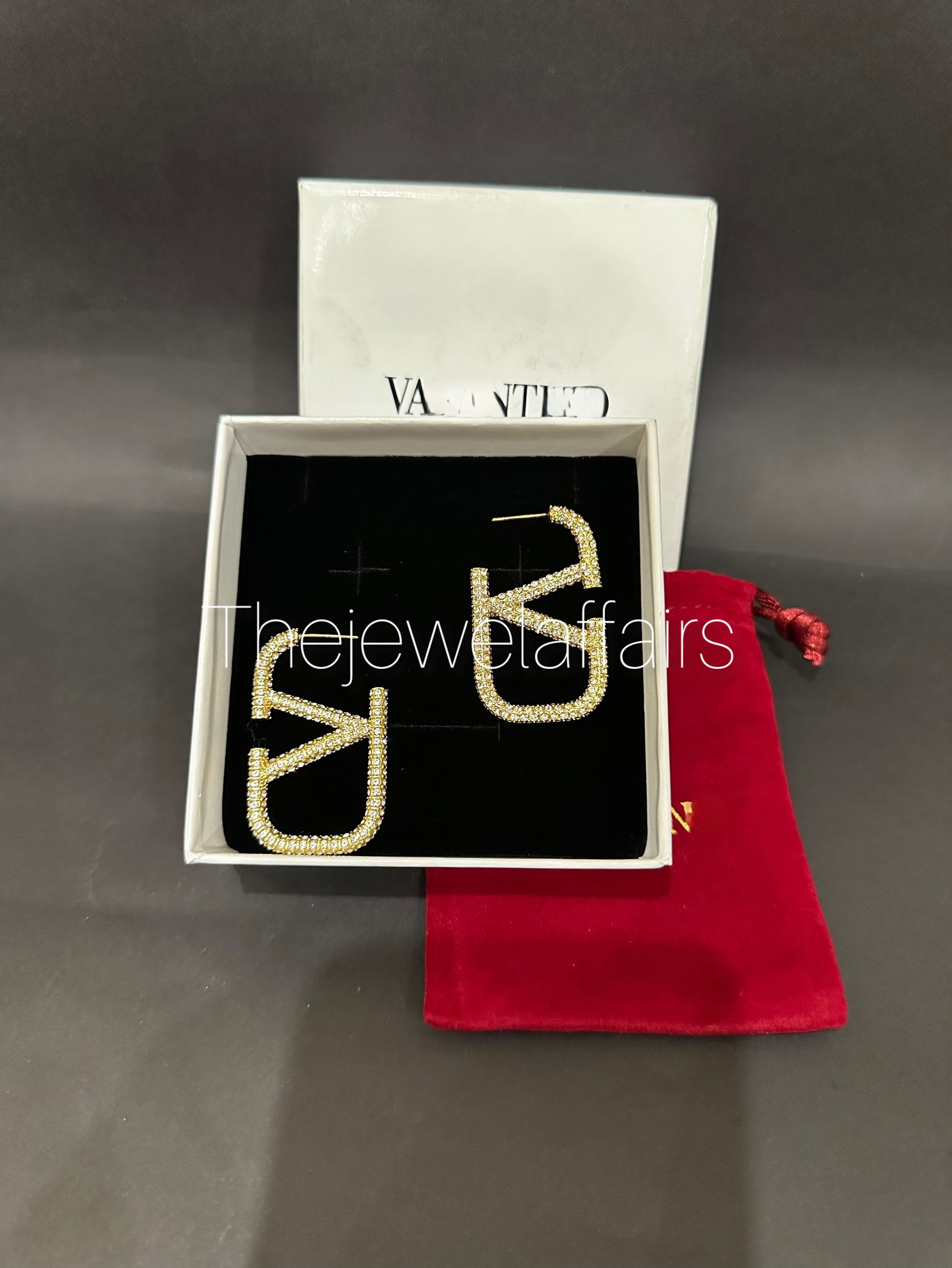 Luxury Valent!no Inspired Crystal Logo Earrings (Master Copy)