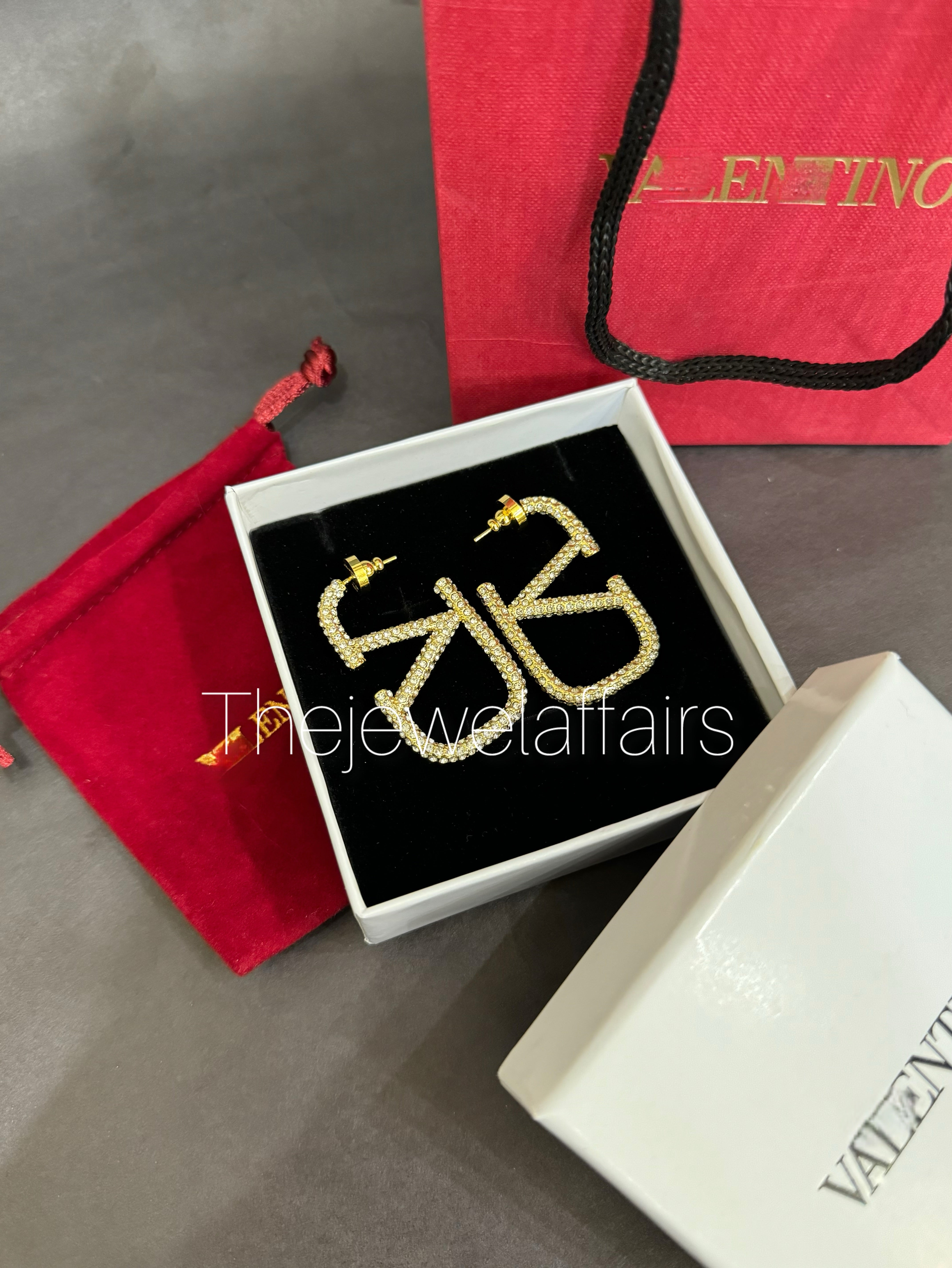 Luxury Valent!no Inspired Crystal Logo Earrings (Master Copy)