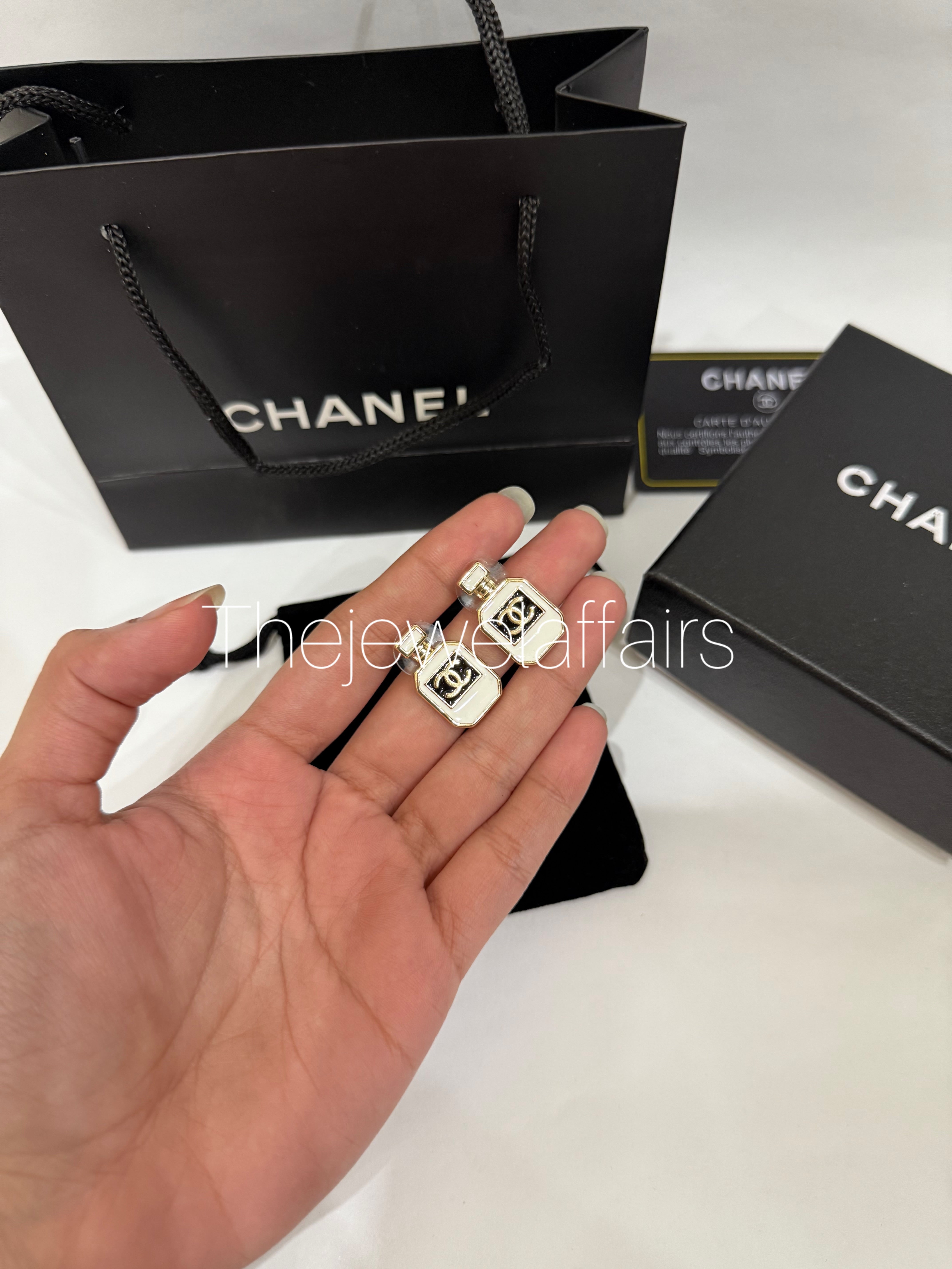 Ch@nel Inspired Perfume Bottle Stud Earrings – Master Copy