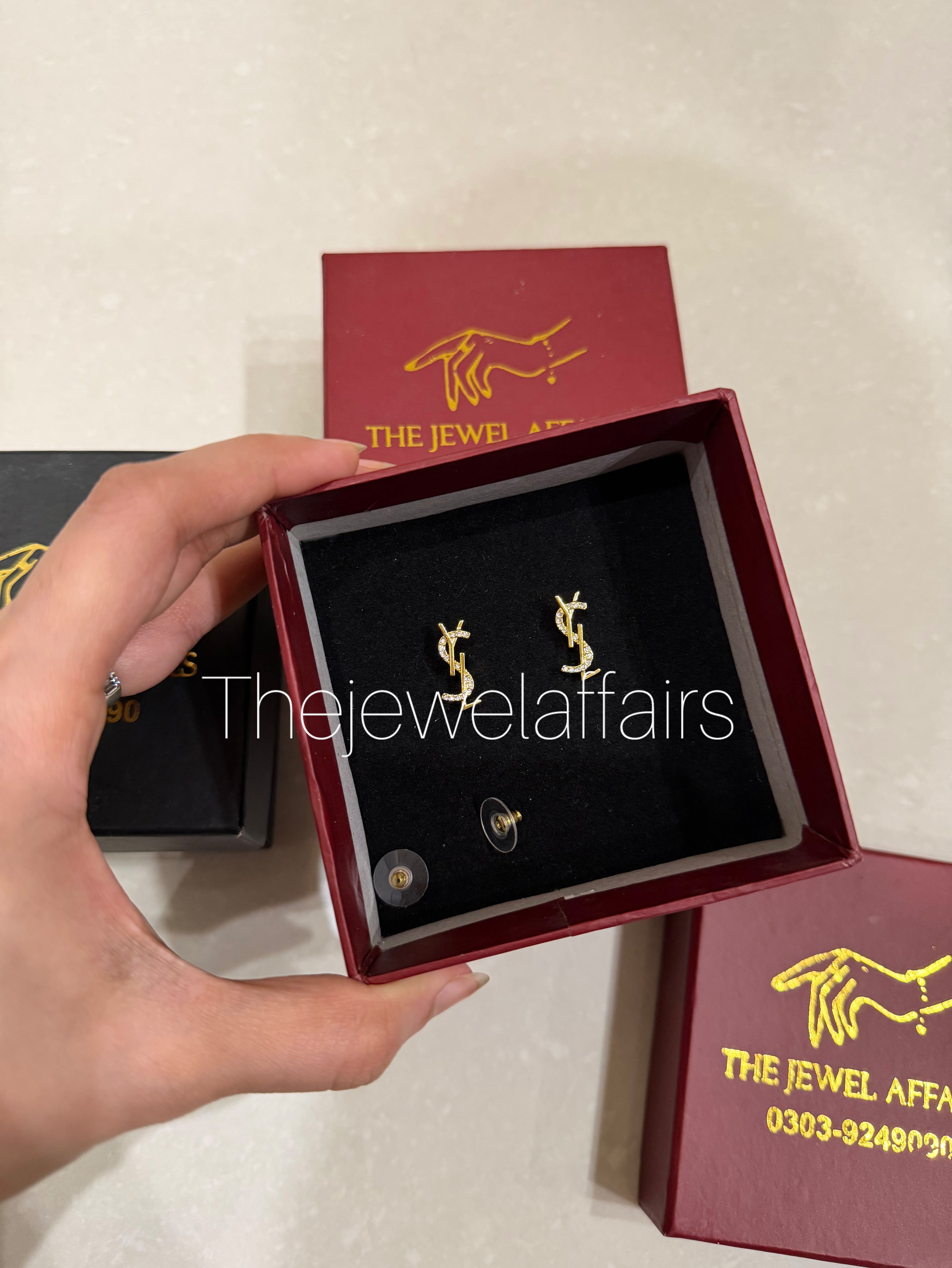 Y$L Logo Crystal Stud Earrings