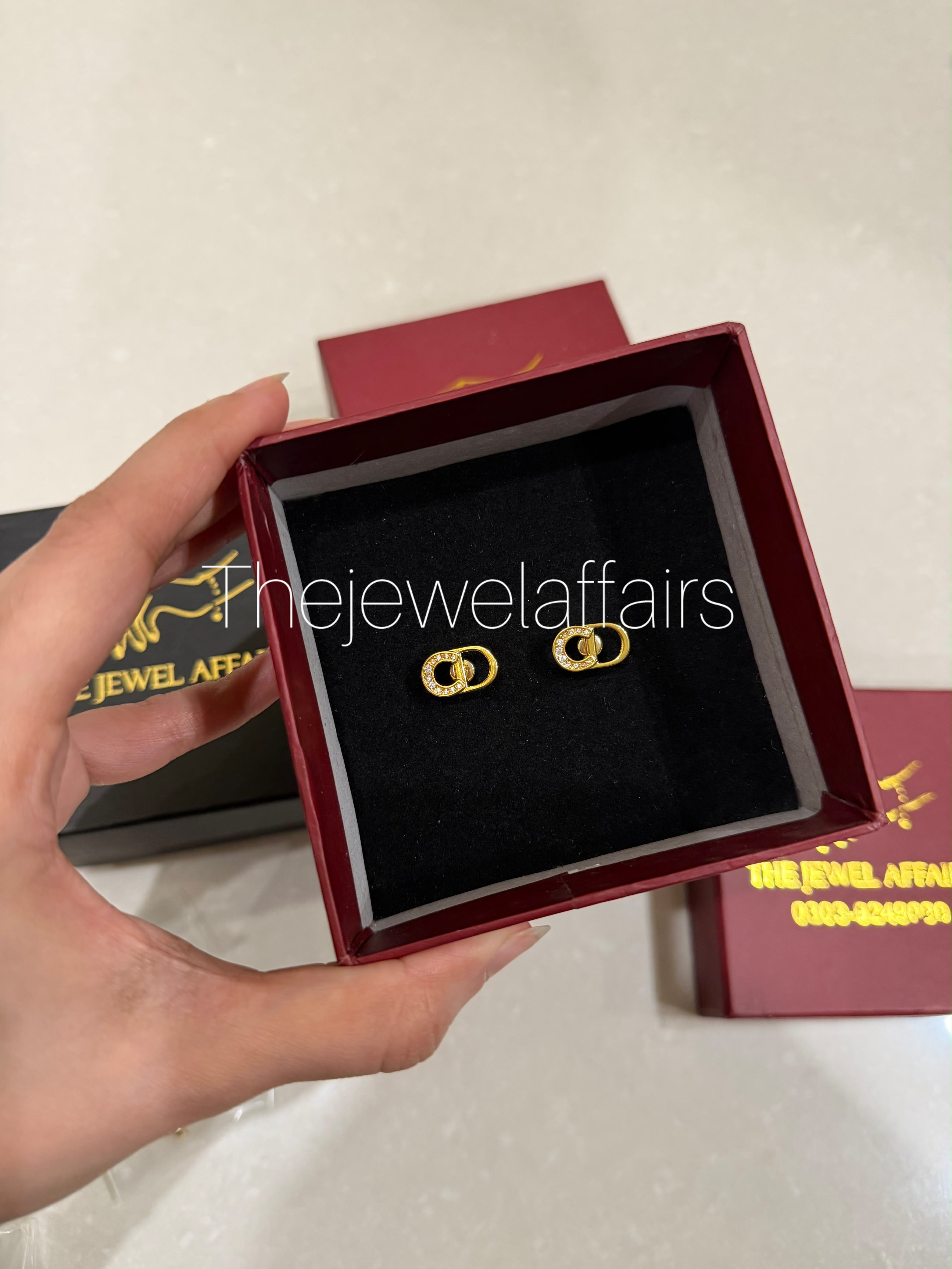 Gold-Tone CD Logo Crsytal Stud Earrings