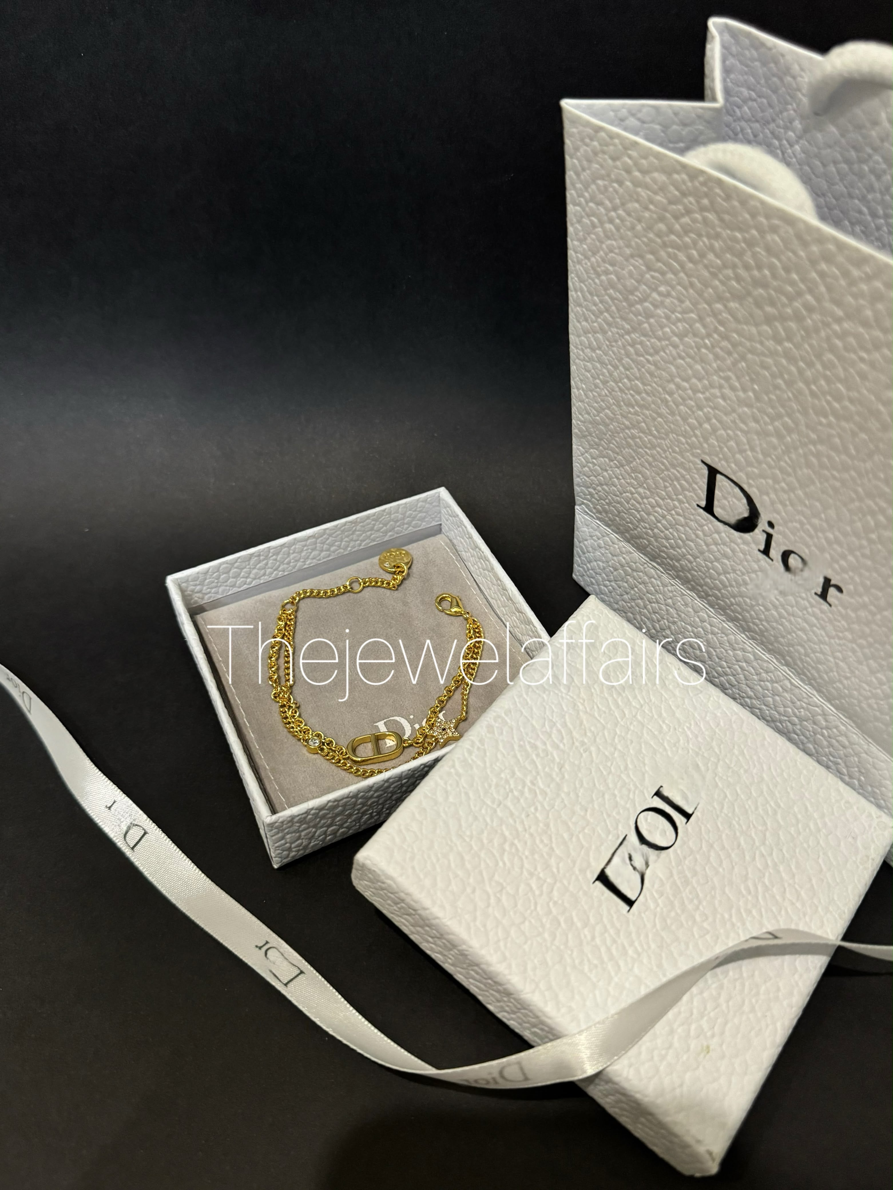 Petit CD Double Bracelet Gold-Finish Metal and Sparkling Crystal bracelet(WITHOUT BRAND PACKAGING)