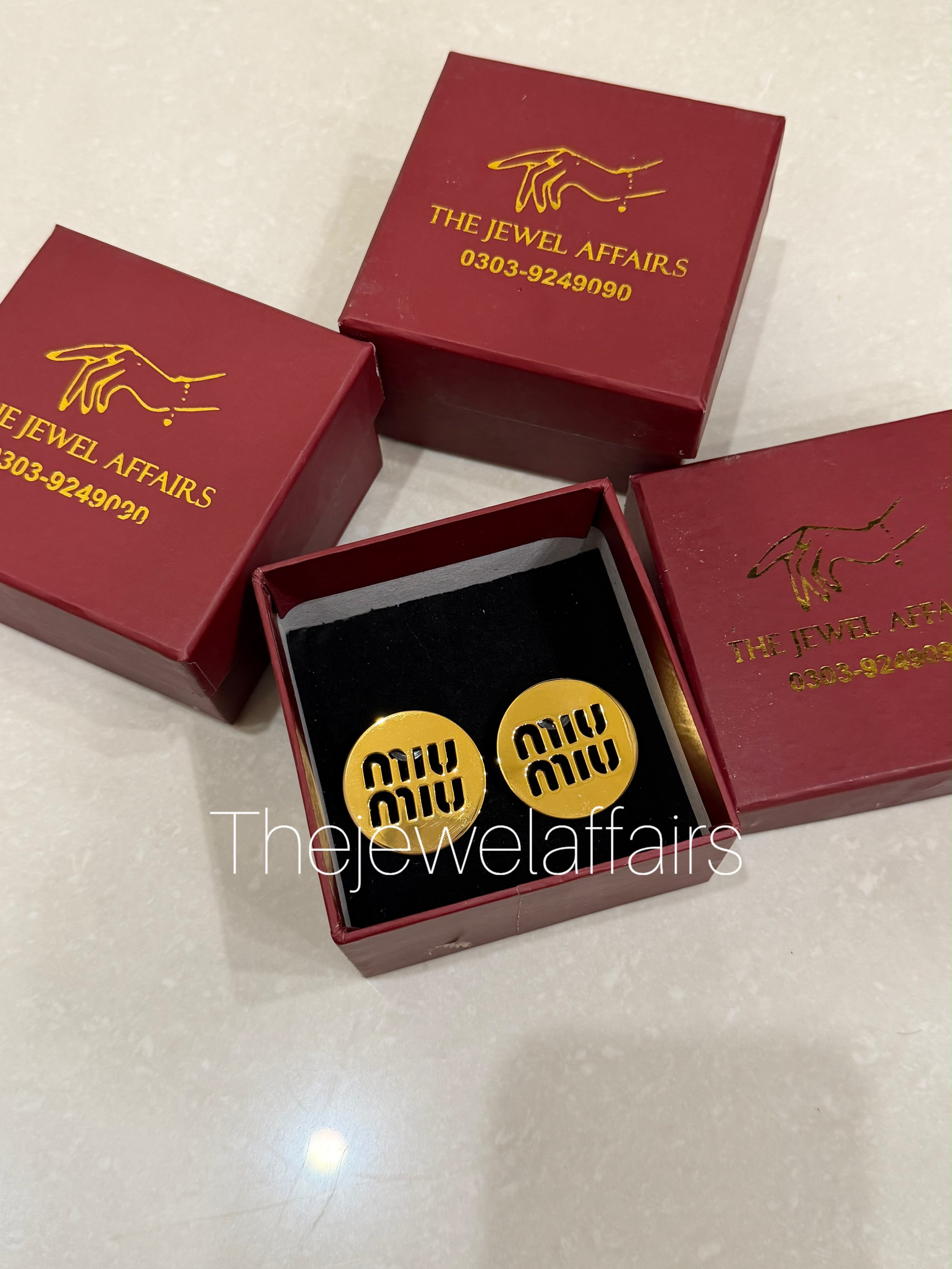 Miumiu Logo Stud Earrings - Gold