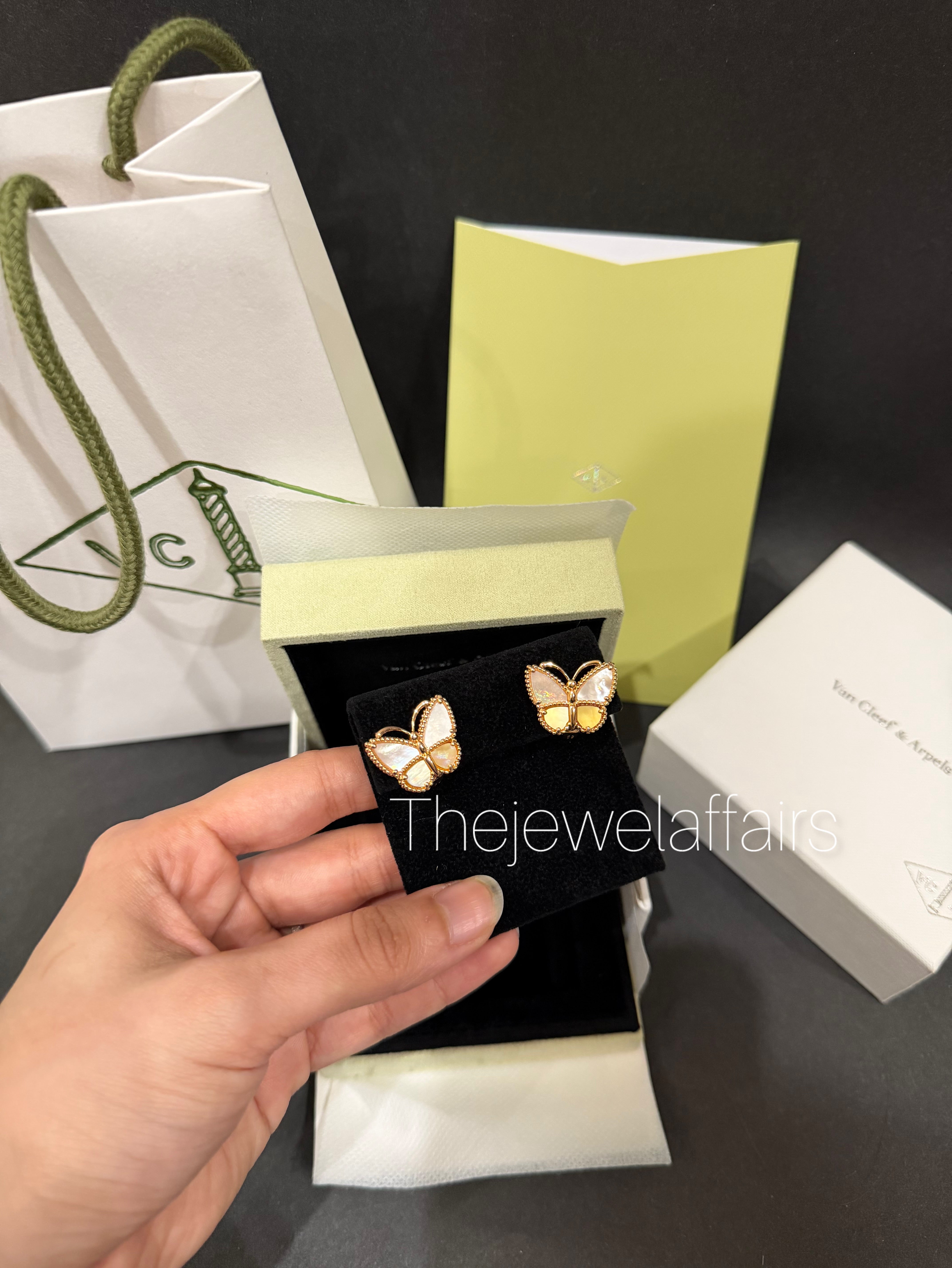 Vca mother of pearl butterfly studs