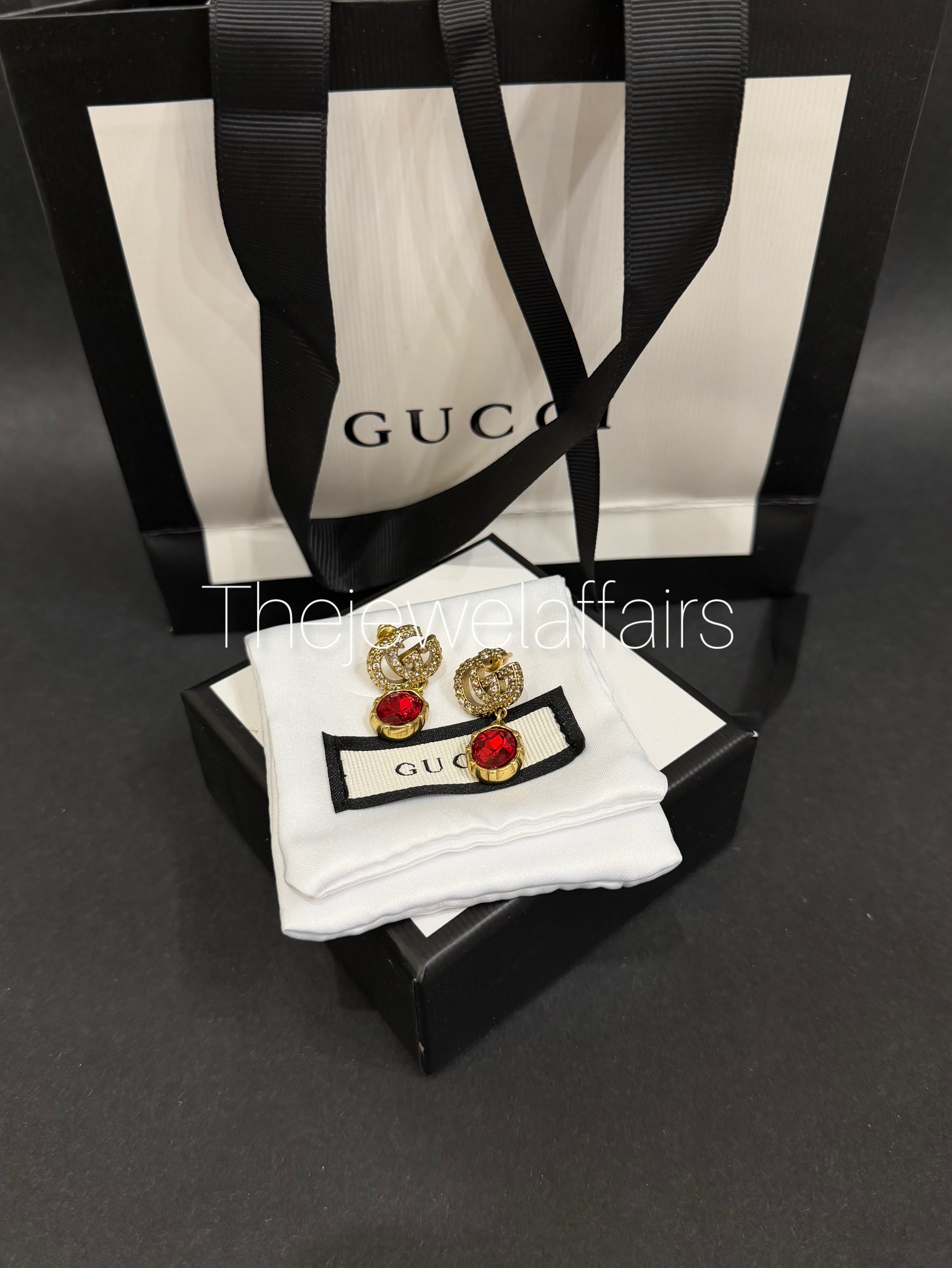 1.Gu(ci  Drop Earrings – Clear Stone