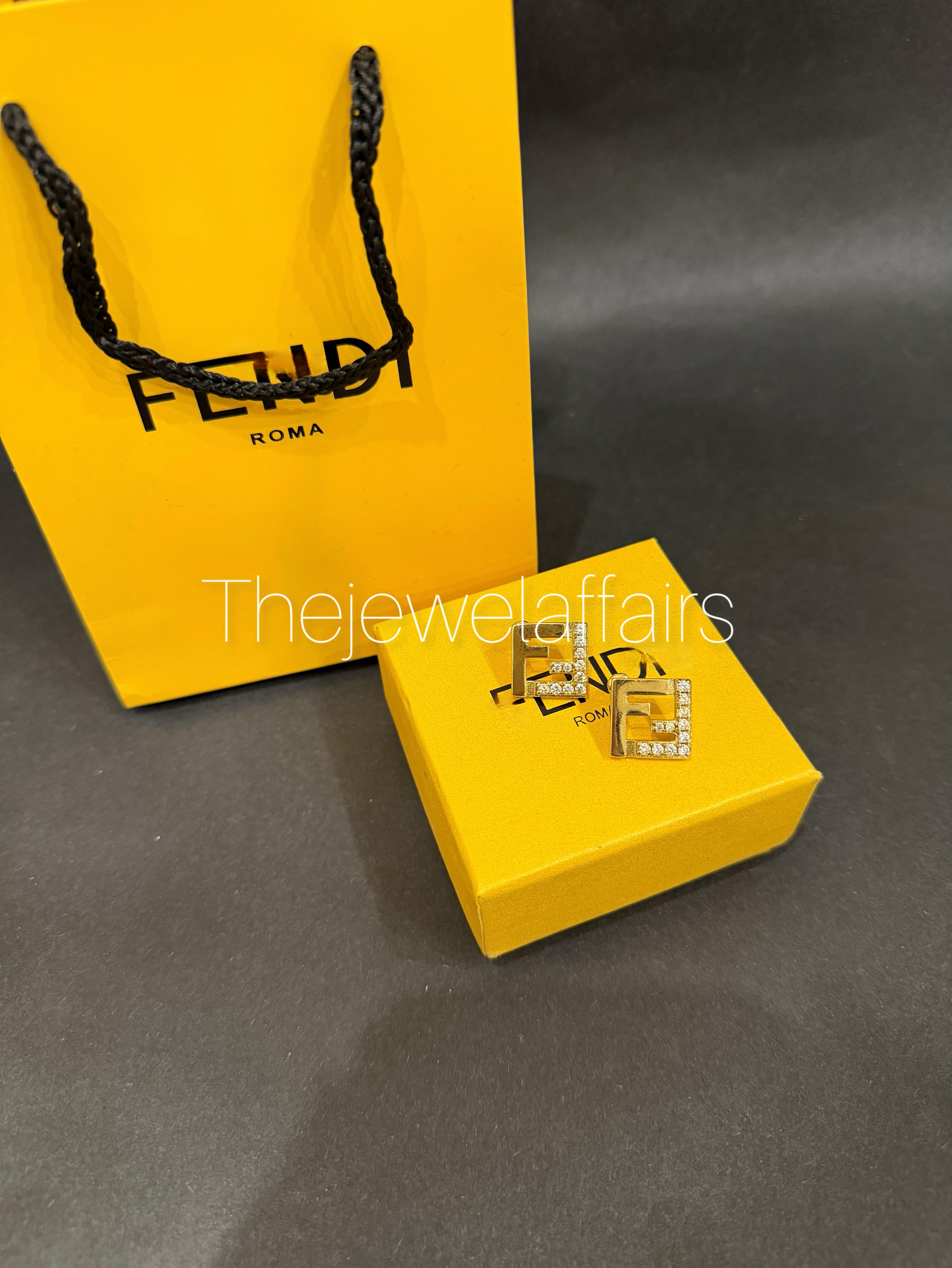 F£ndi Forever Square FF Logo Crystal Earrings ( WITHOHT BRAND PACKAGING )