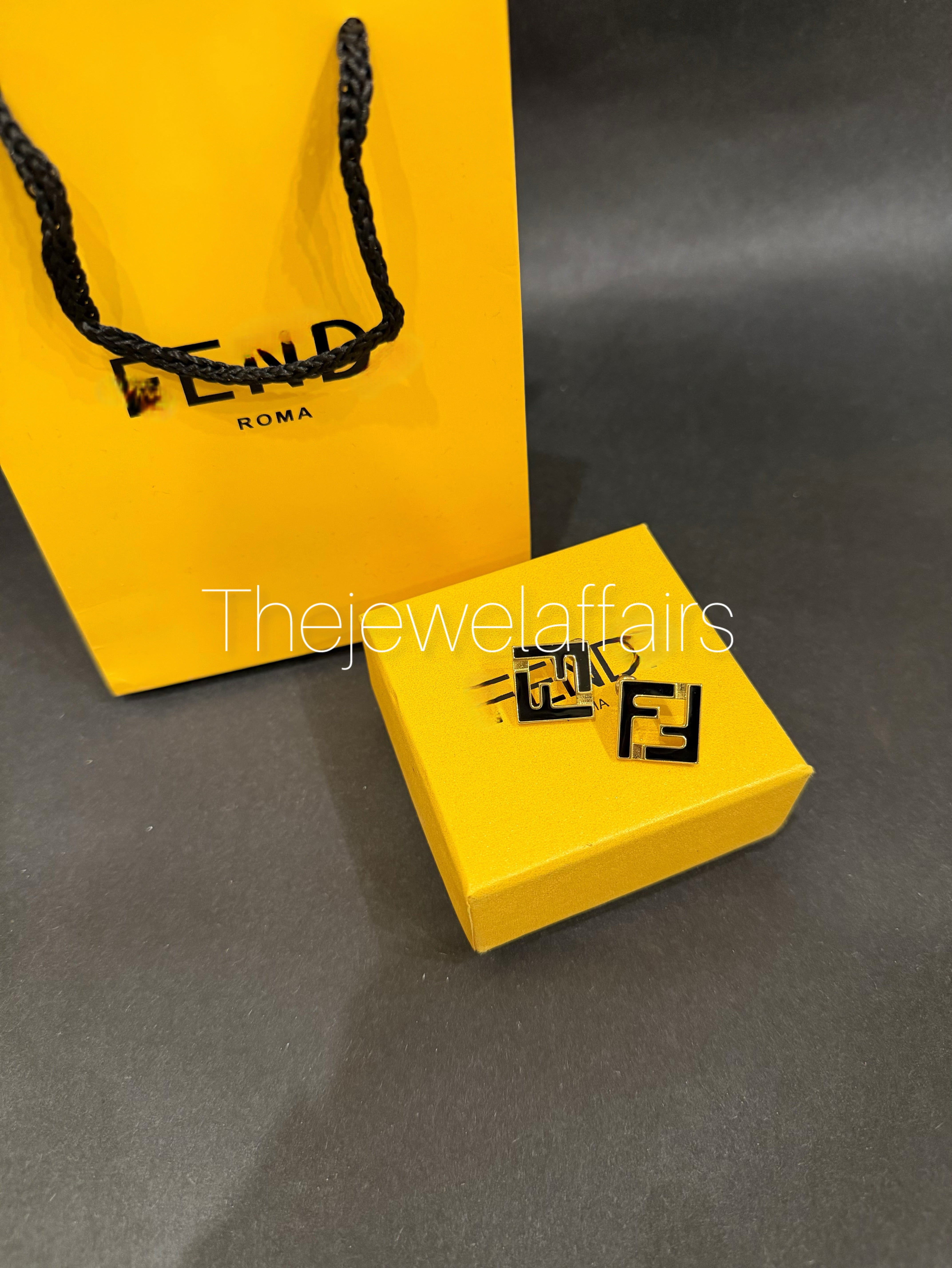 F£ndi Forever Earrings - Black ( WITHOUT BRAND PACKAGING )