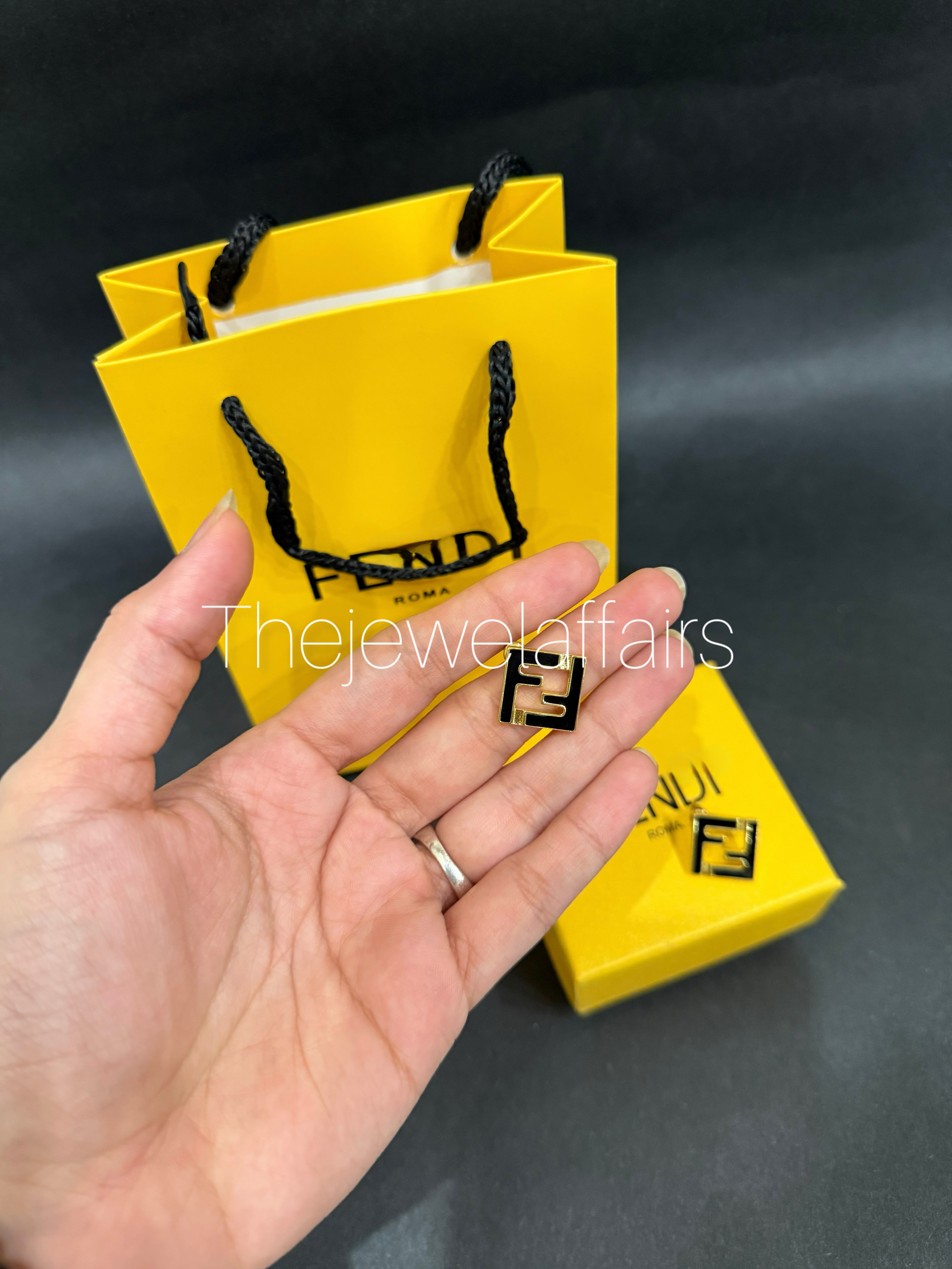 F£ndi Forever Earrings - Black ( WITHOUT BRAND PACKAGING )