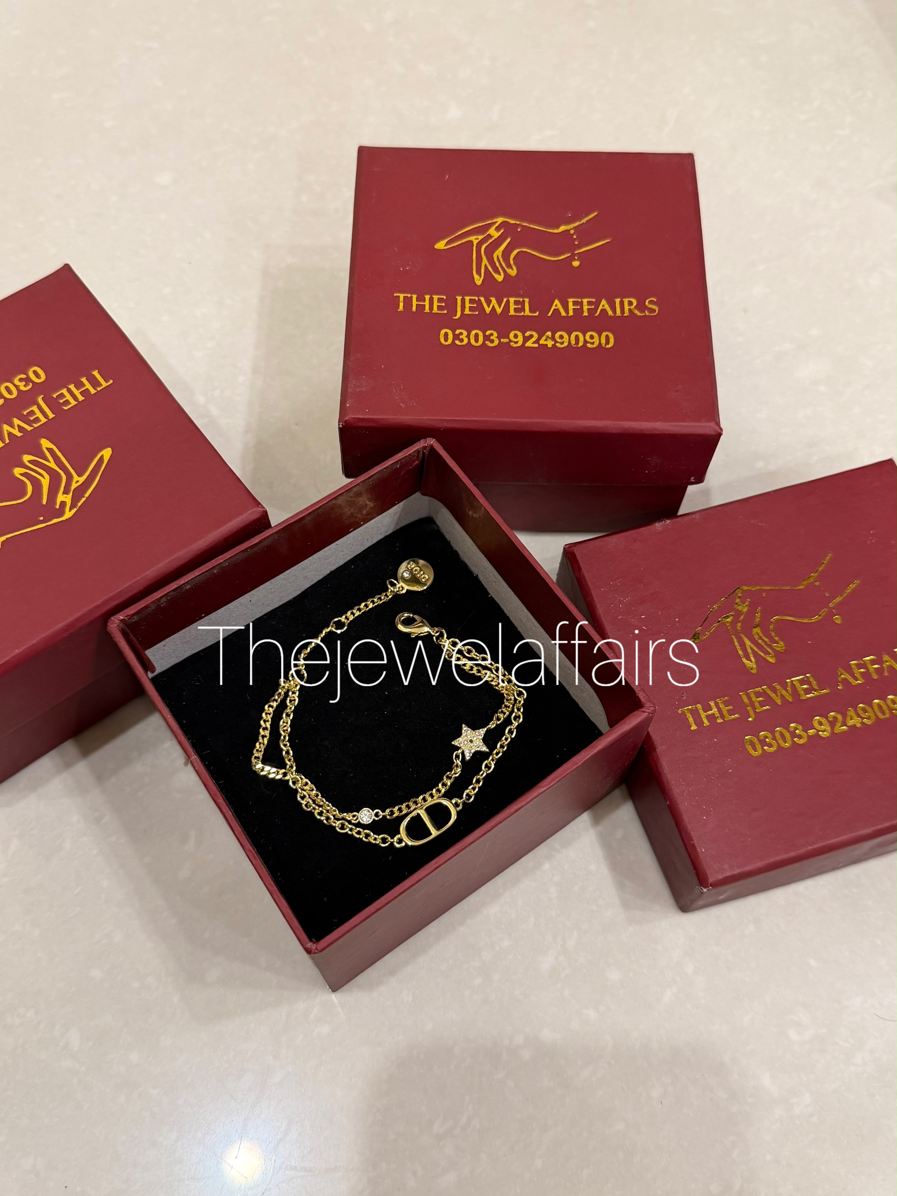 Dior Goldtone Metal and Crystal Double Strand Bracelet