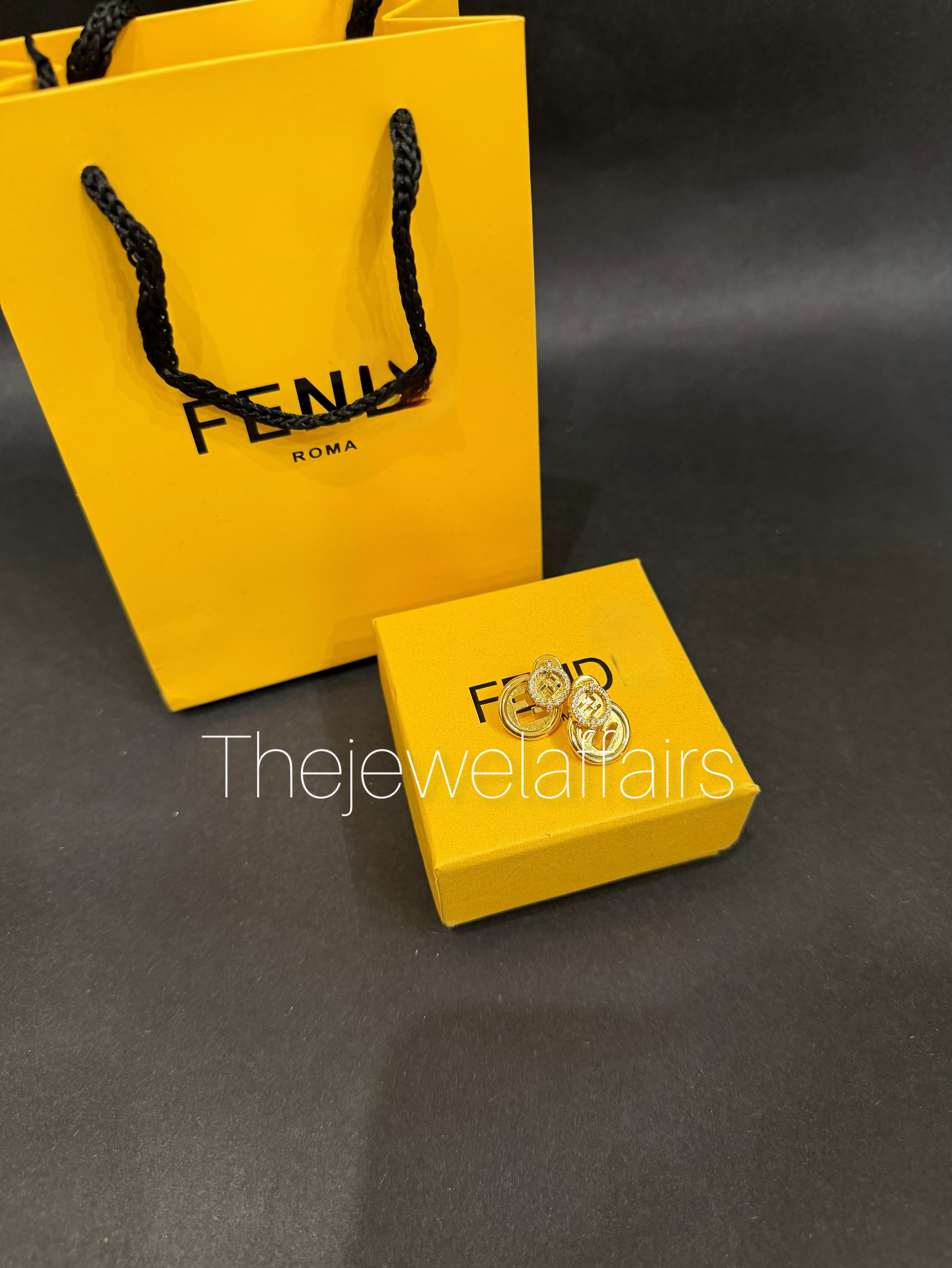 F£ndi F is F£ndi Logo Circle Crystal Earrings ( WITHOUT BRAND PACKAGING)