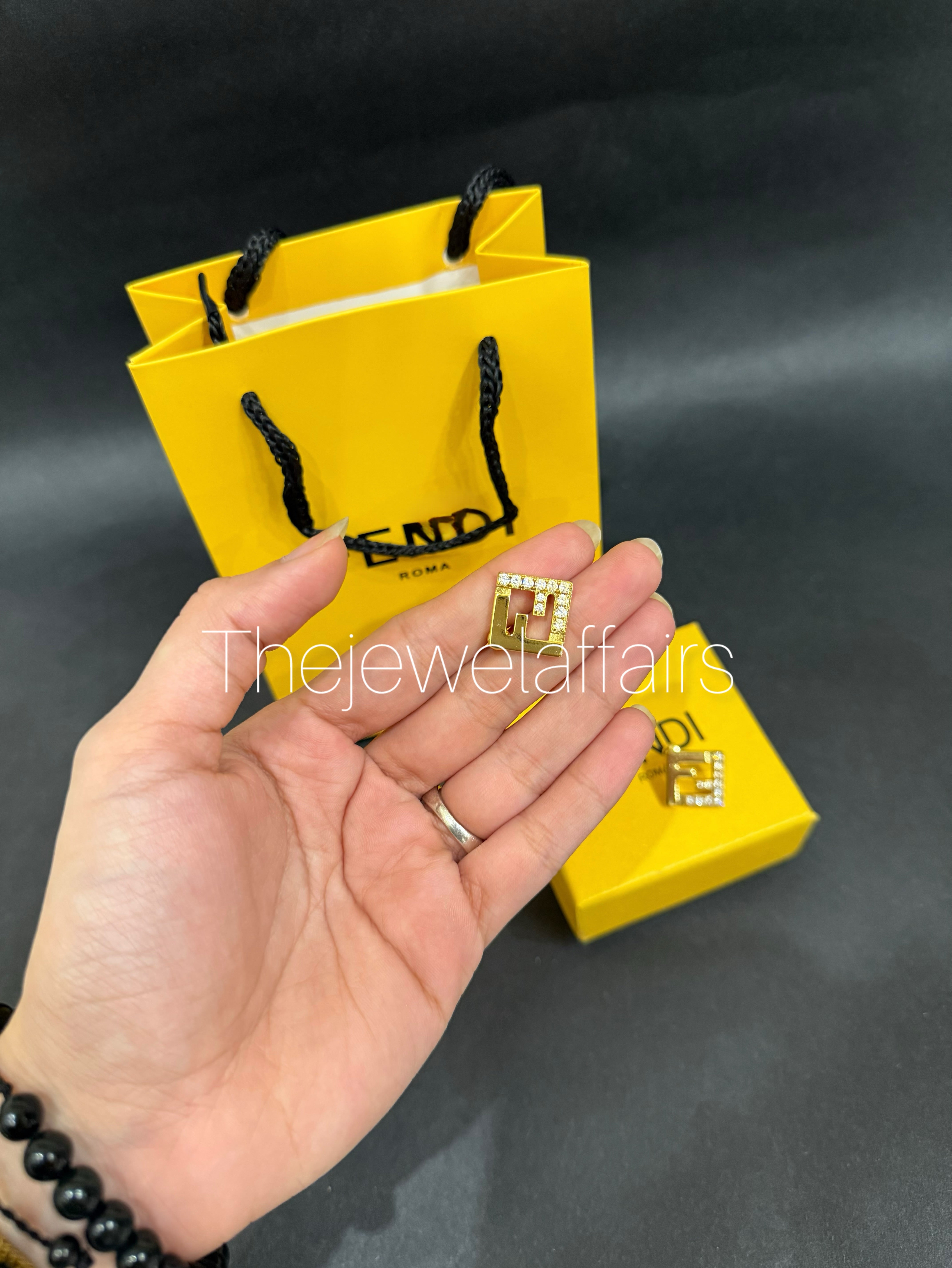 F£ndi Forever Square FF Logo Crystal Earrings ( WITHOHT BRAND PACKAGING )