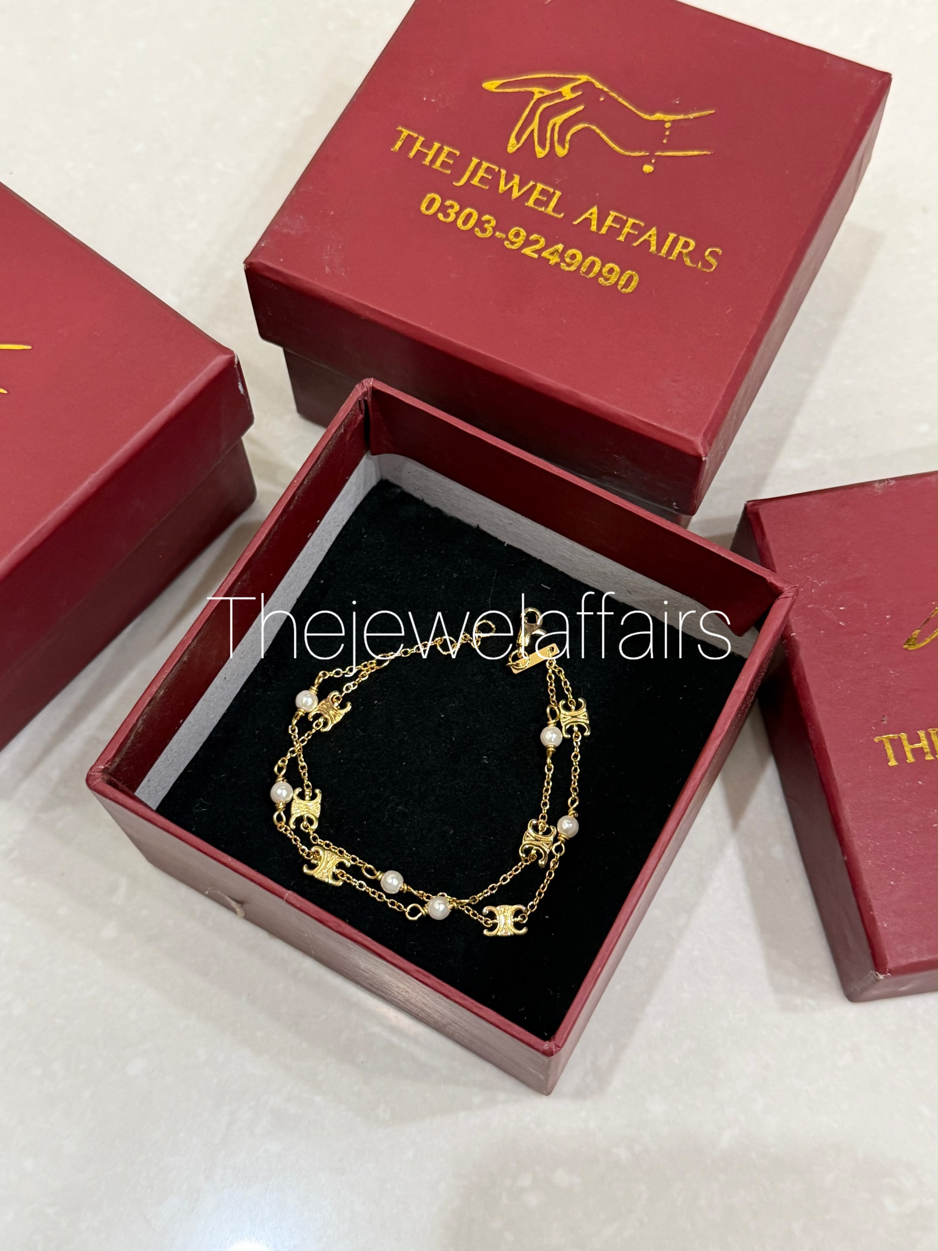 Celine Triomphe Pearl Double Bracelet