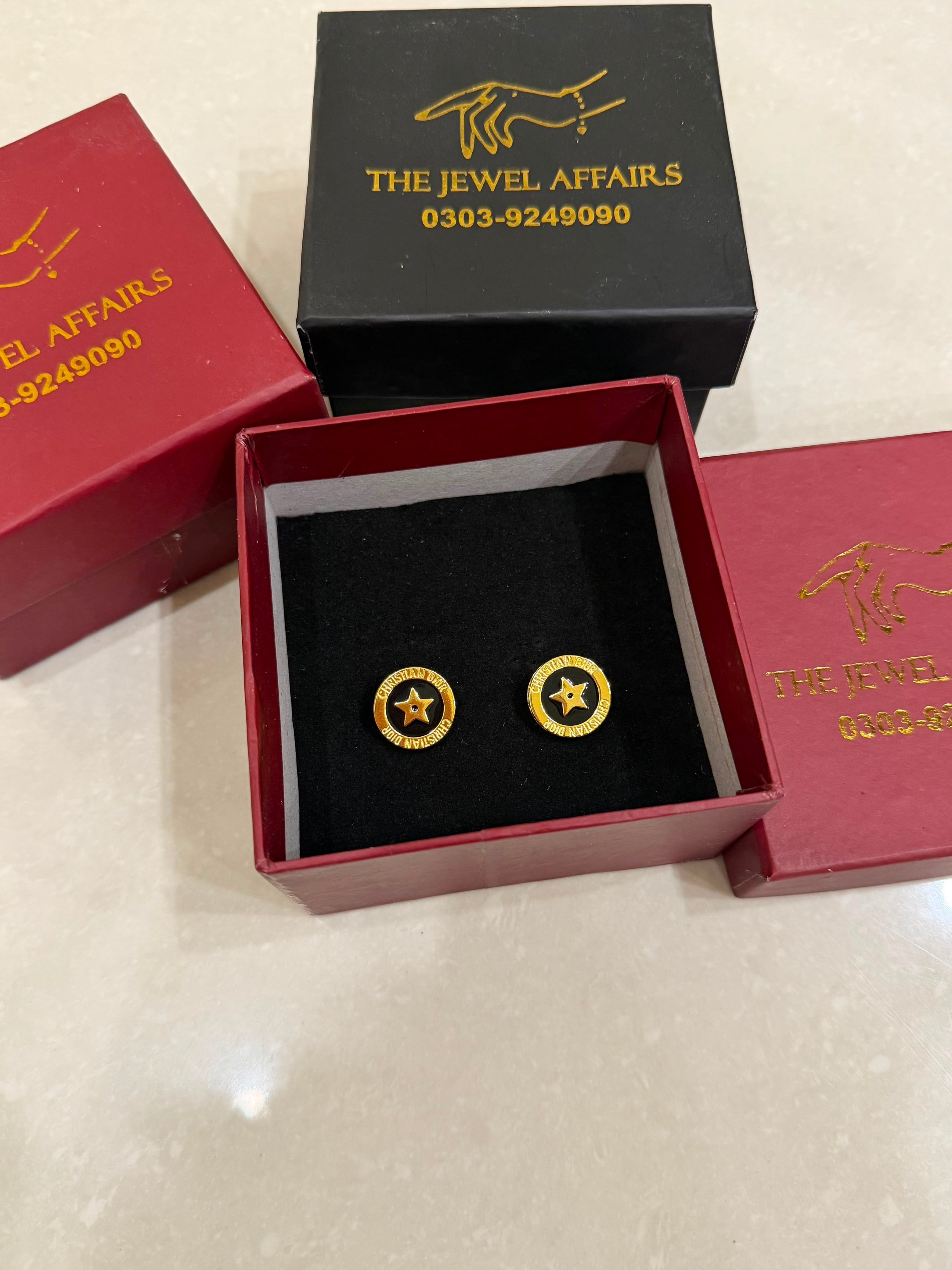 Di0r Etoile Stud Earrings - Black