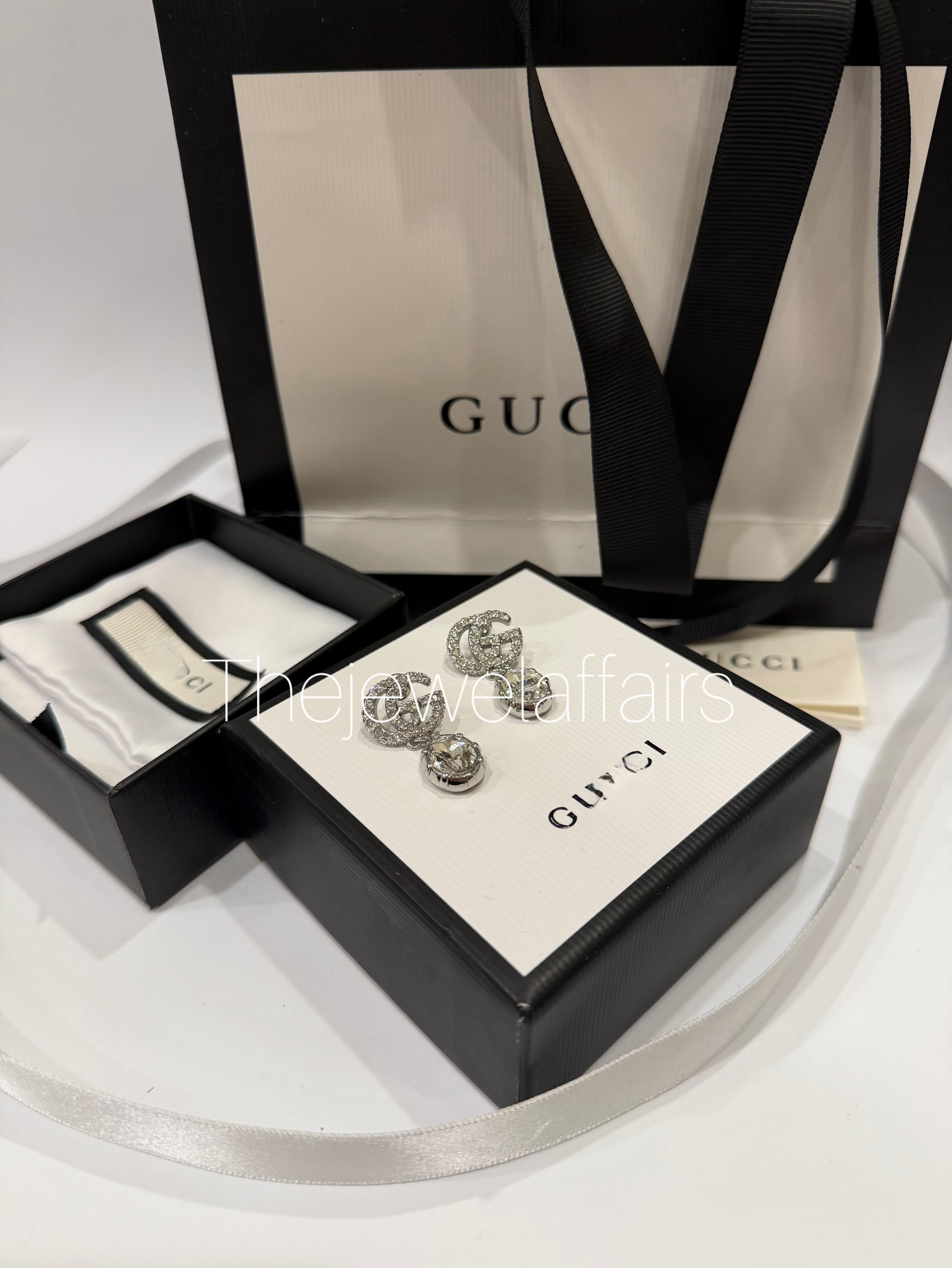 Gu(ci Drop Earrings-Clear stone premium mastercopy