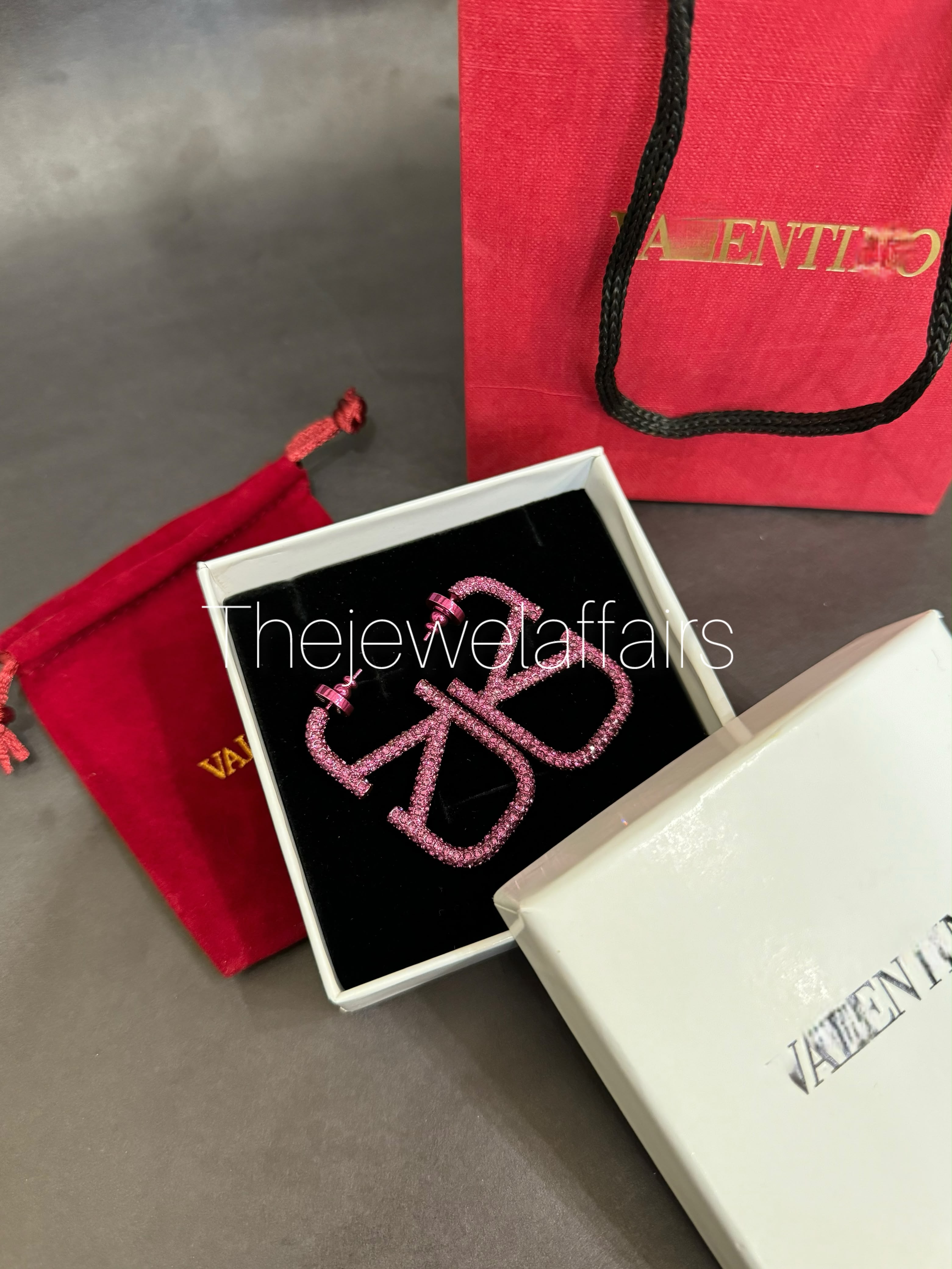 Valent!no Garavani VLogo Crystal Hoop Earrings – Pink (WITHOUT BRAND PACKAGING)