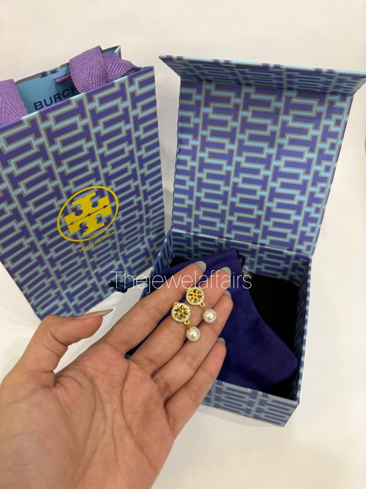 T0ry Bur(h Miller Pave Pearl Drop Earrings (WITHOUT BRAND PACKAGING)