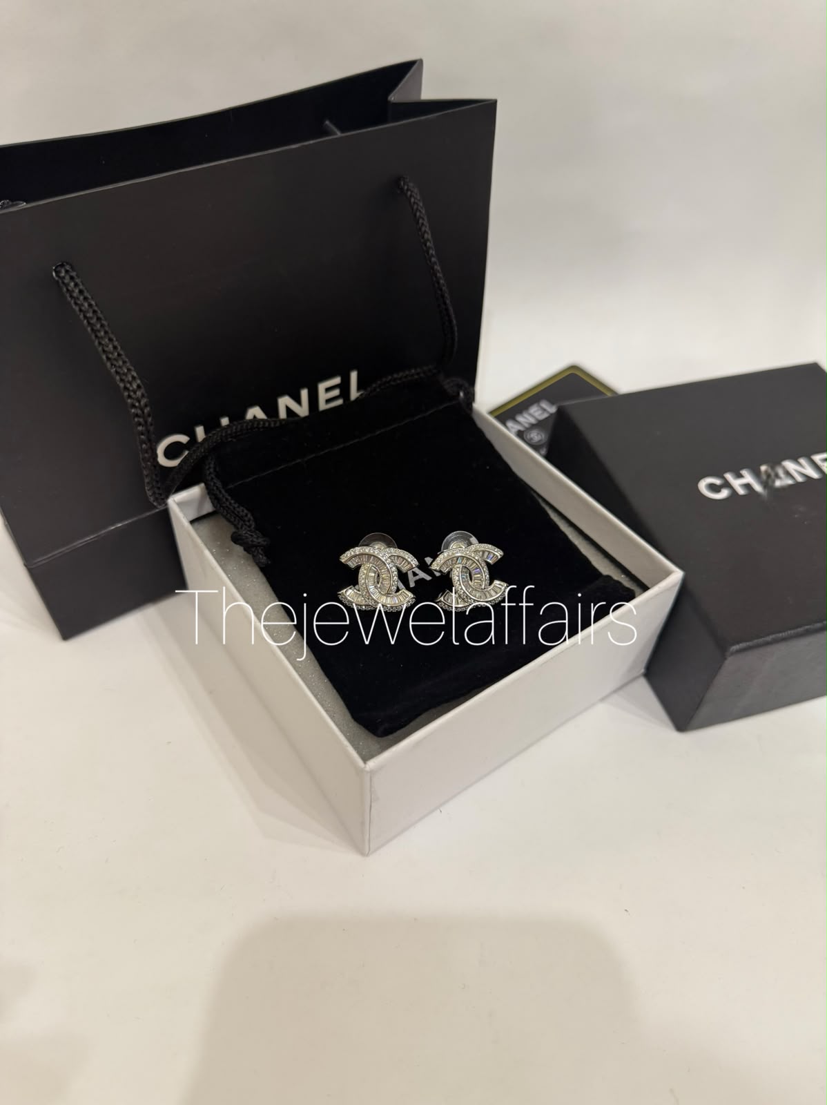 ch@nel CC Logo Crystal Stud Earrings (WITHOUT BRAND PACKAGING)
