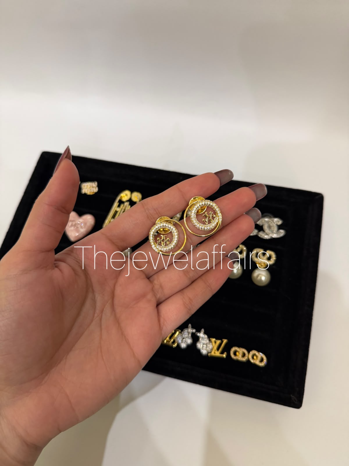 Tory Bur(h Miller Pavé Logo Circle Stud Earrings