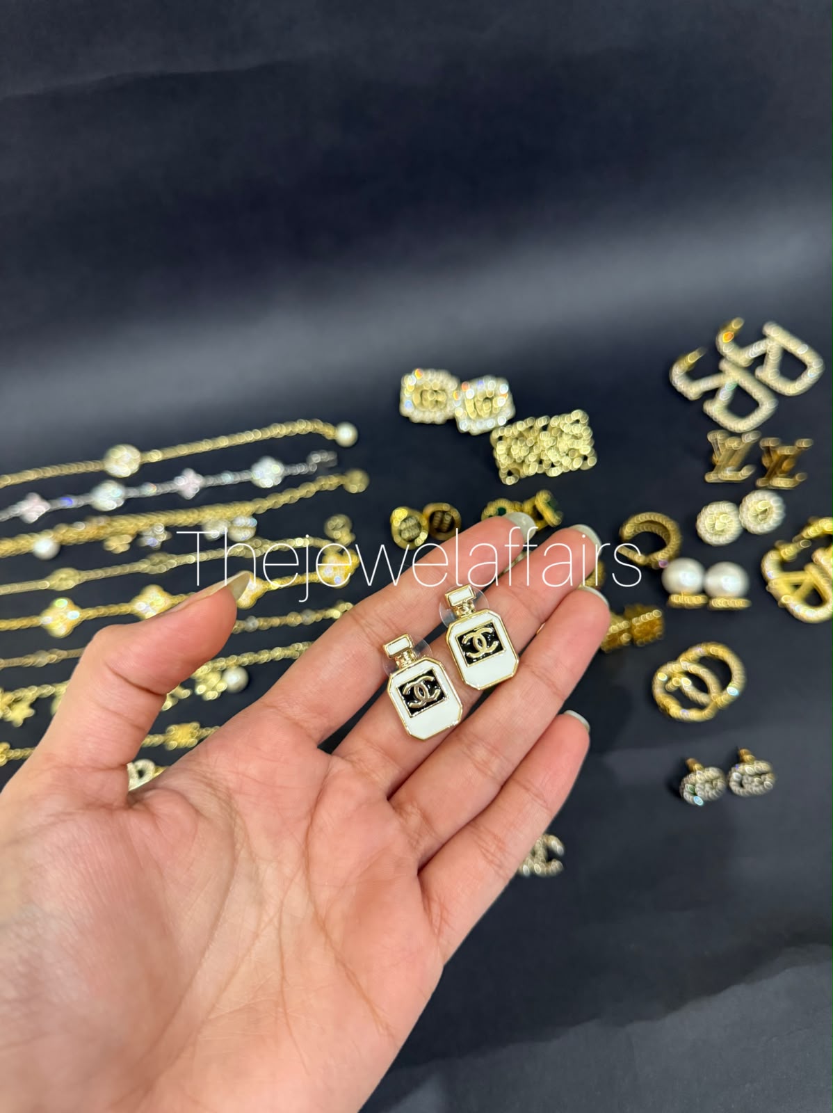Ch@nel No.5 Perfume Bottle Stud Earrings