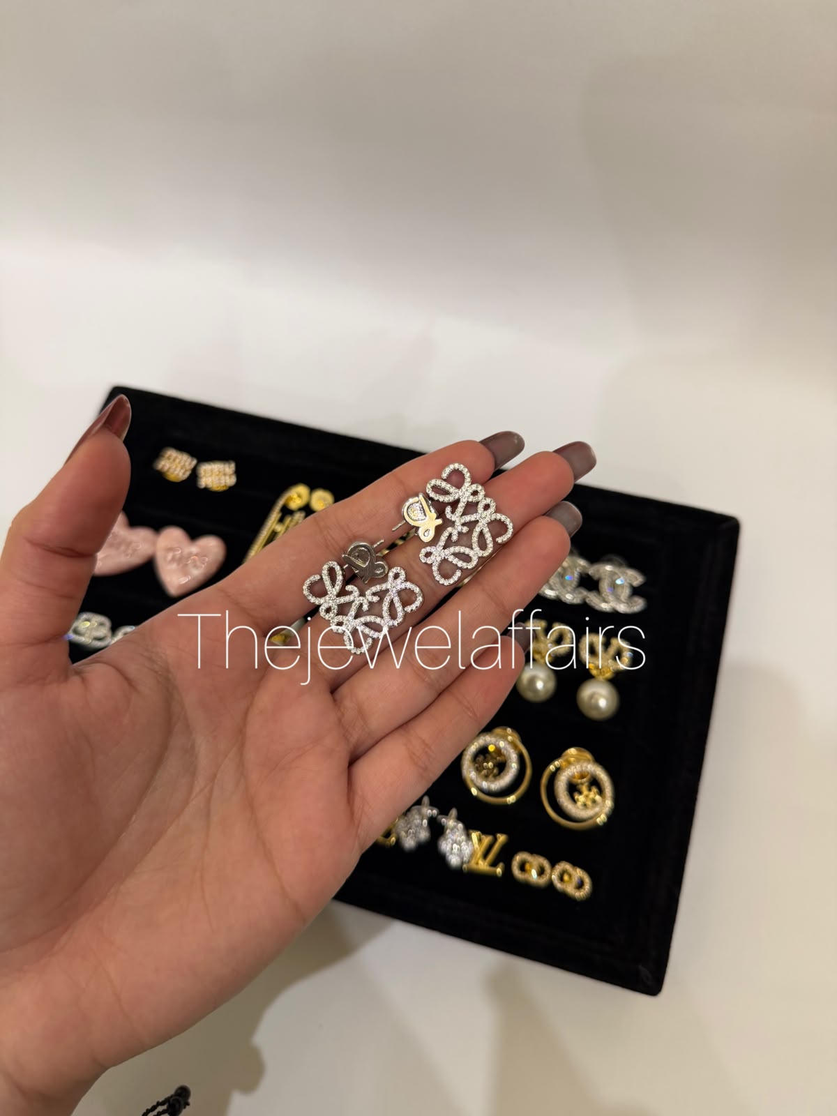 L0ewe Anagram Pavé Crystal Earrings