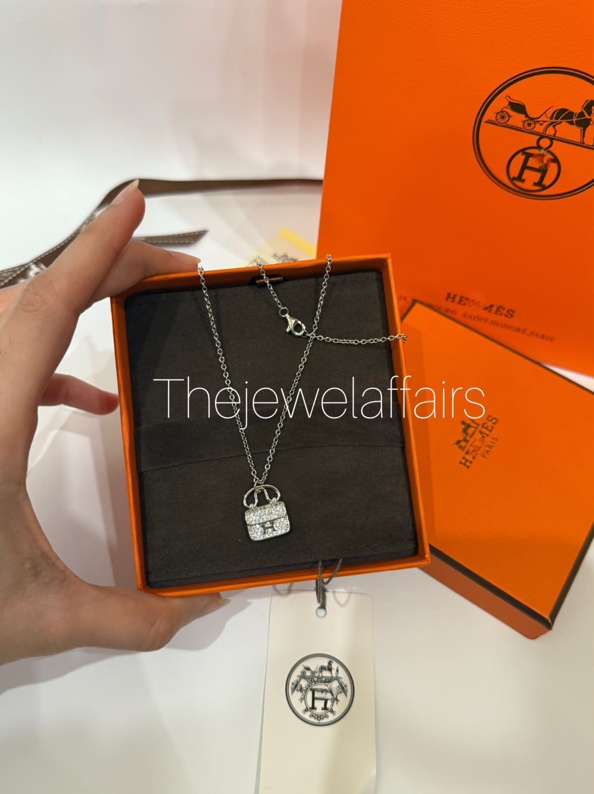 Herm£s Amulettes Constance Crystal Bag Pendant Necklace (WITHOUT BRAND PACKAGING)
