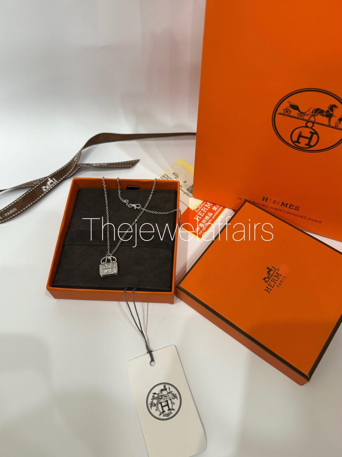 Herm£s Amulettes Constance Crystal Bag Pendant Necklace (WITHOUT BRAND PACKAGING)